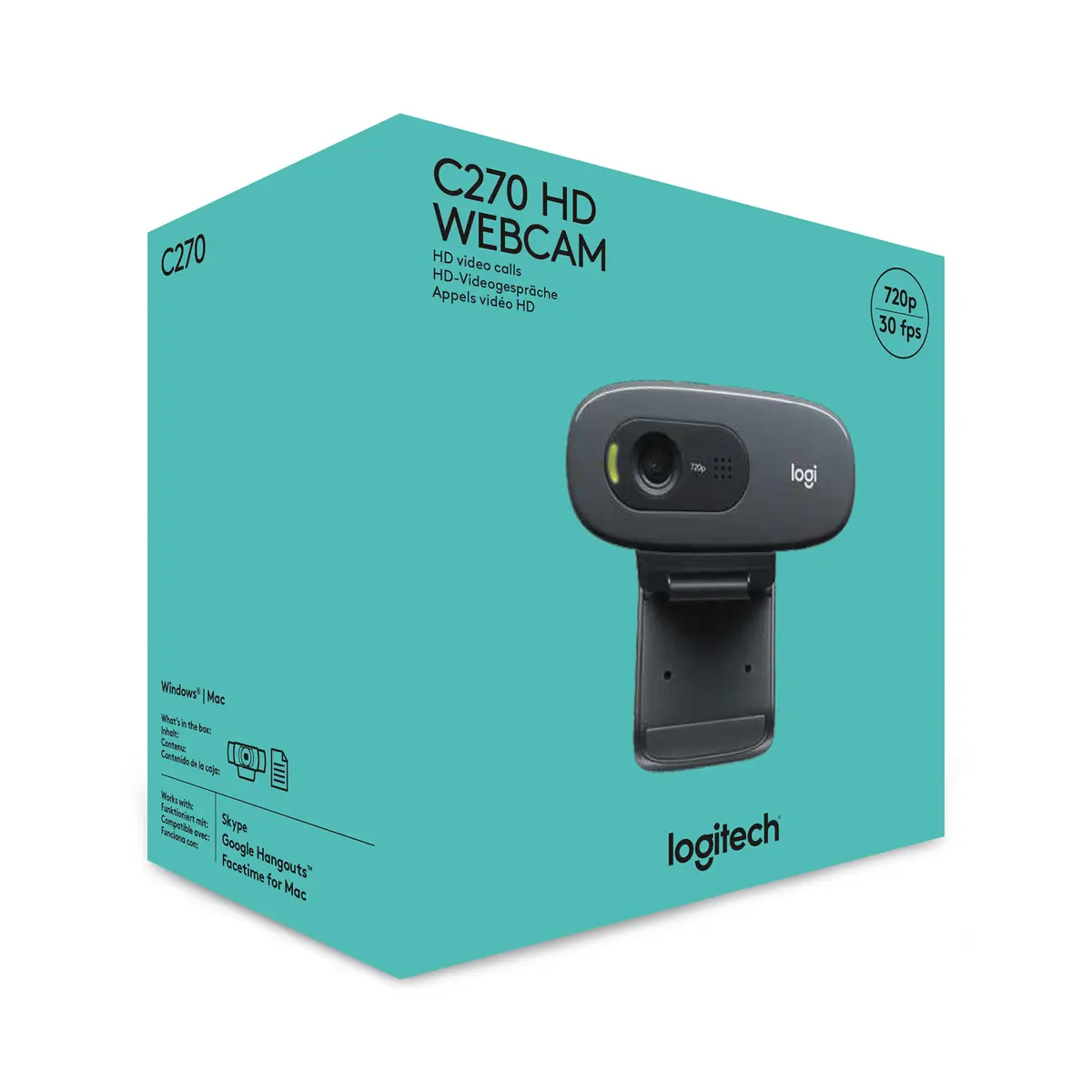 HD Webcam C270 Web-Kamera Farbe 1280 x720 Audio USB 2.0