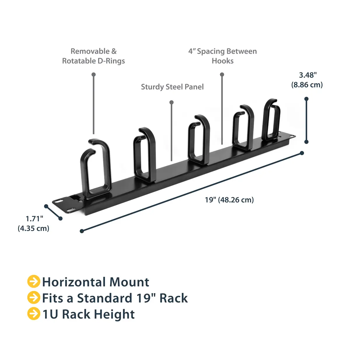 1HE 19" Metall Kabelführung zur Rack-Montage
