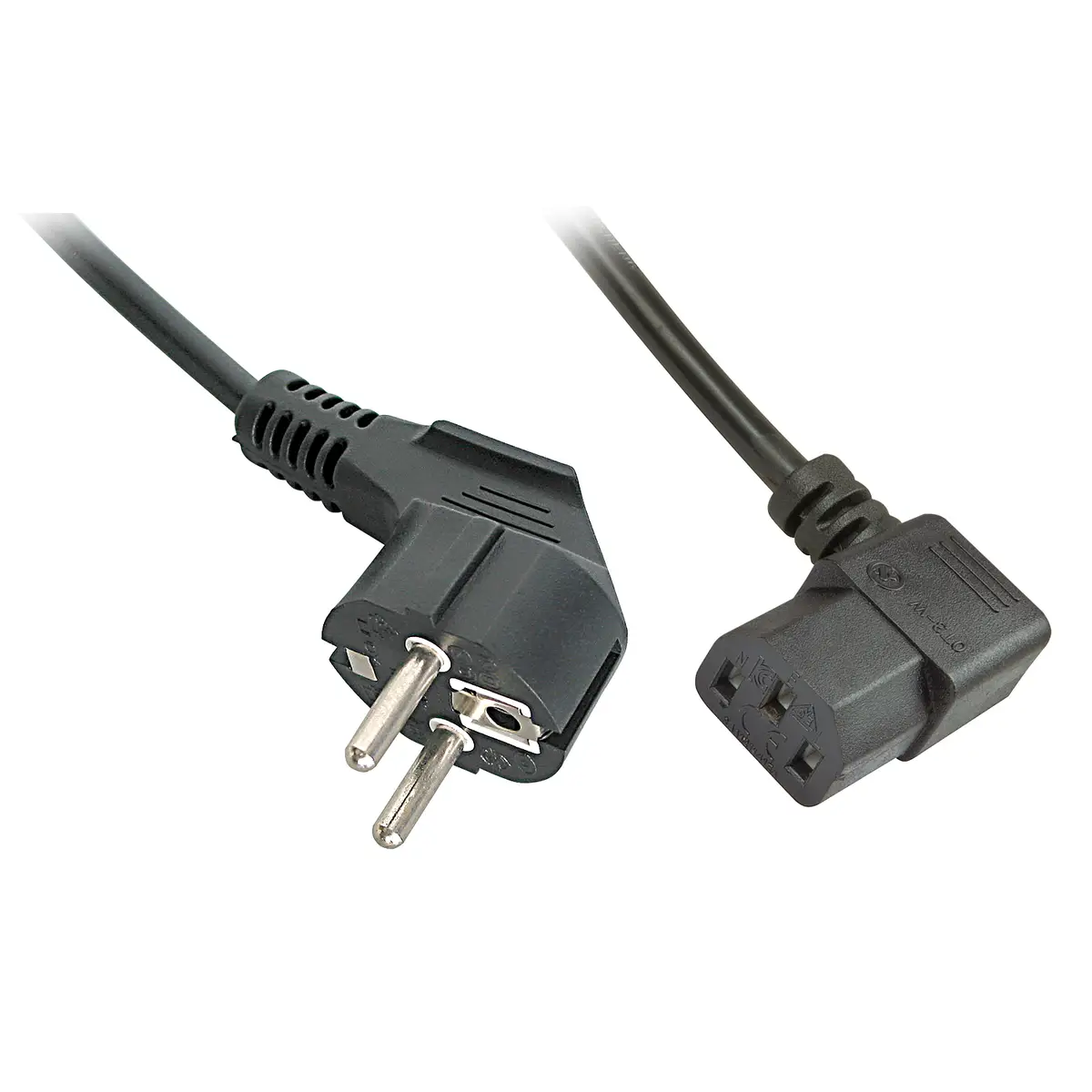 Netzkabel Schuko mit IEC Kaltgerätestecker 90°, abgewinkelt, 2m