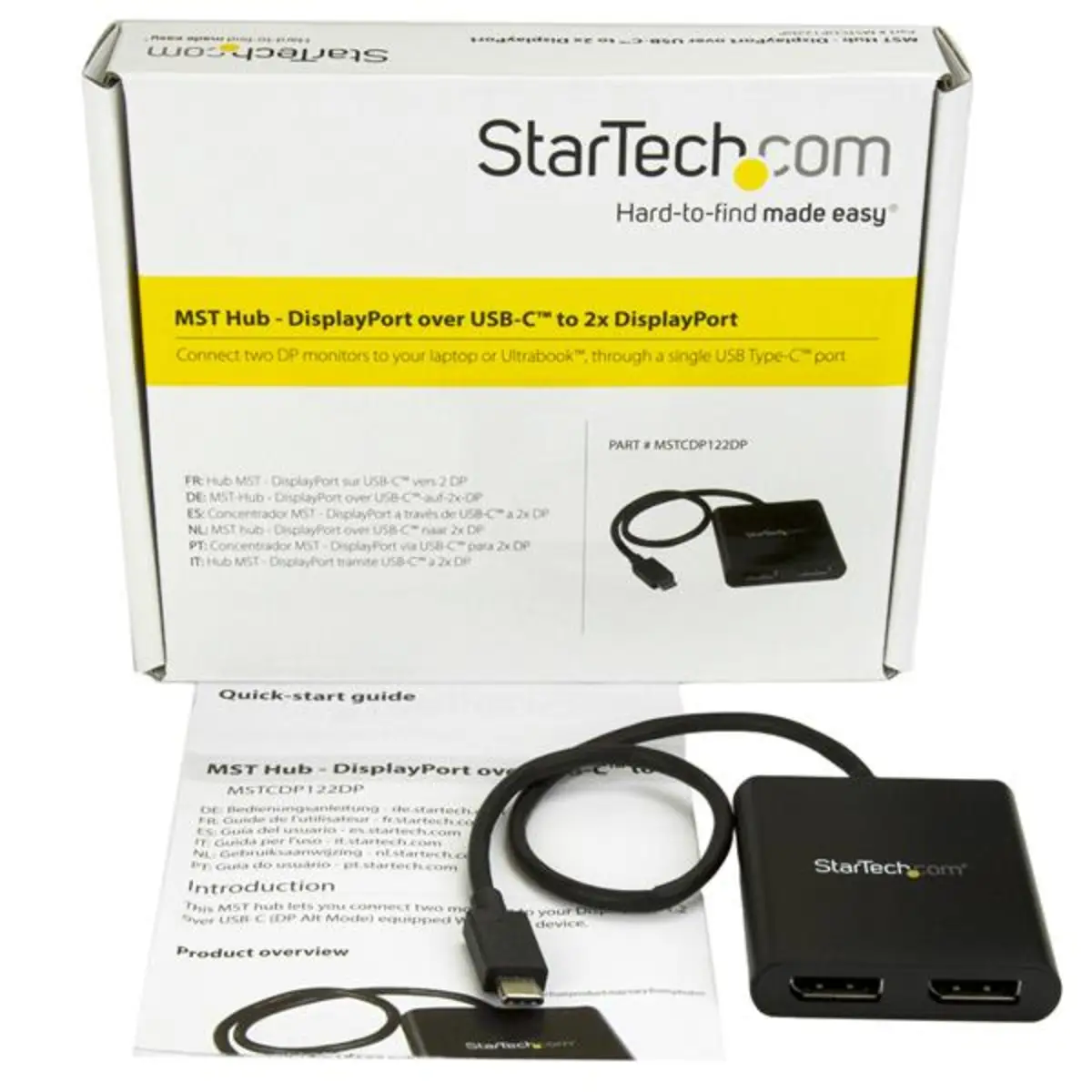 StarTech USB-C to DisplayPort Multi-display Splitter - 2-Port MST Hub