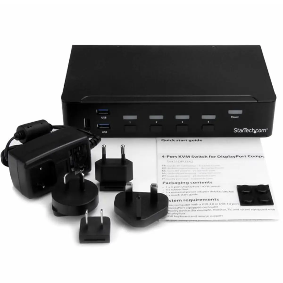 4 Port KVM Switch DisplayPort/USB 3.0 Hub 4K 30Hz