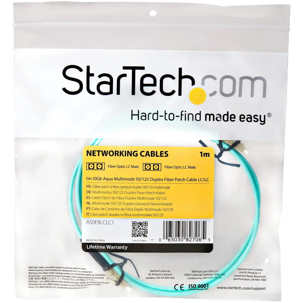 Glasfaser Patchkabel 50/125µm LC/LC Stecker/Stecker Türkis 1m