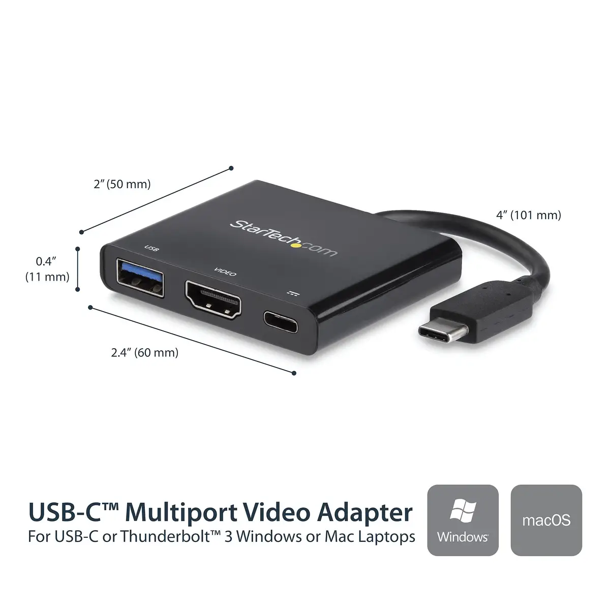 USB-C auf 4K HDMI Multifunktionsadapter mit Power Delivery und USB-A Anschluss