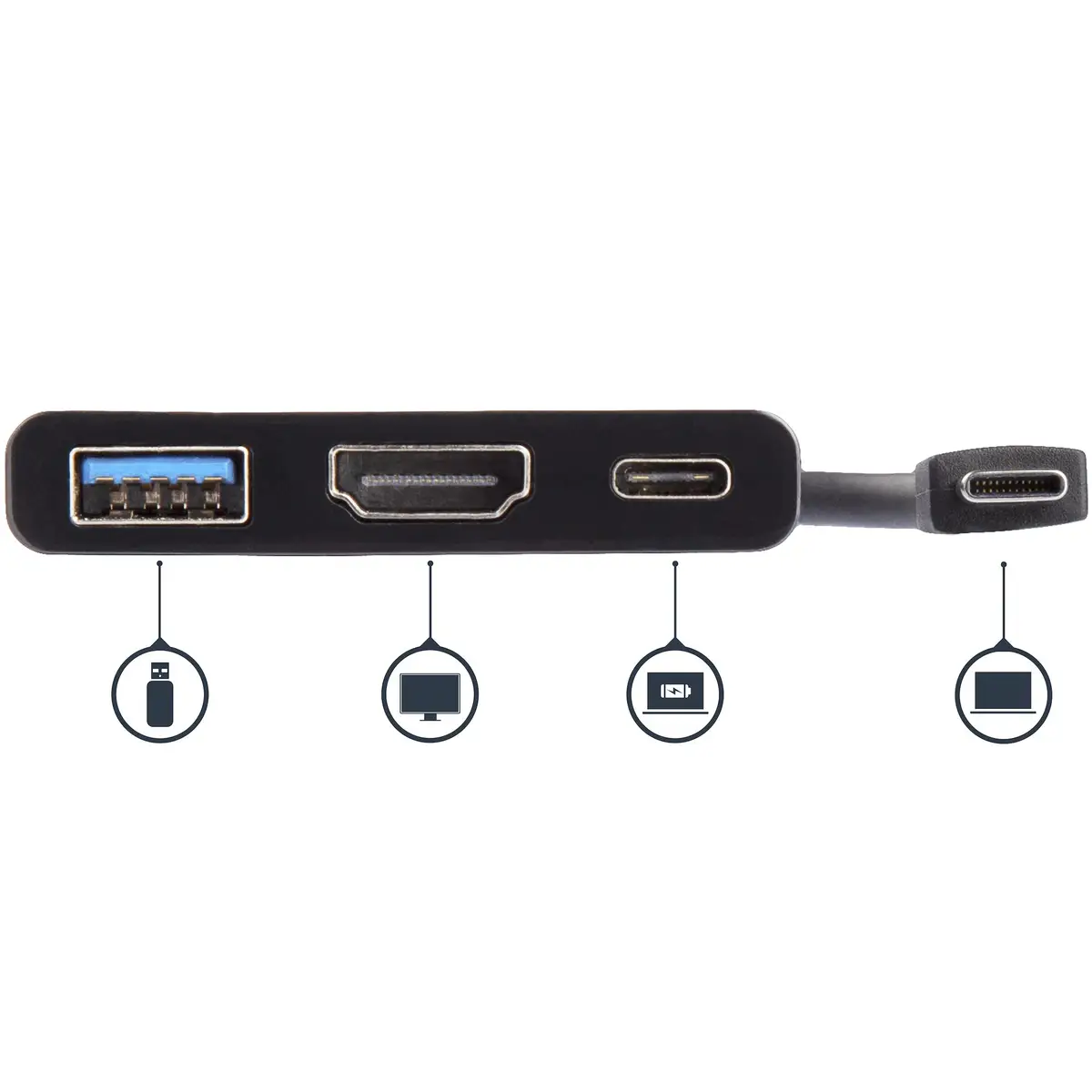 USB-C auf 4K HDMI Multifunktionsadapter mit Power Delivery und USB-A Anschluss