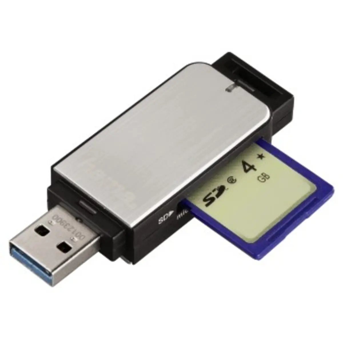 USB-3.0-Kartenleser, SD/microSD, Alu, Silber