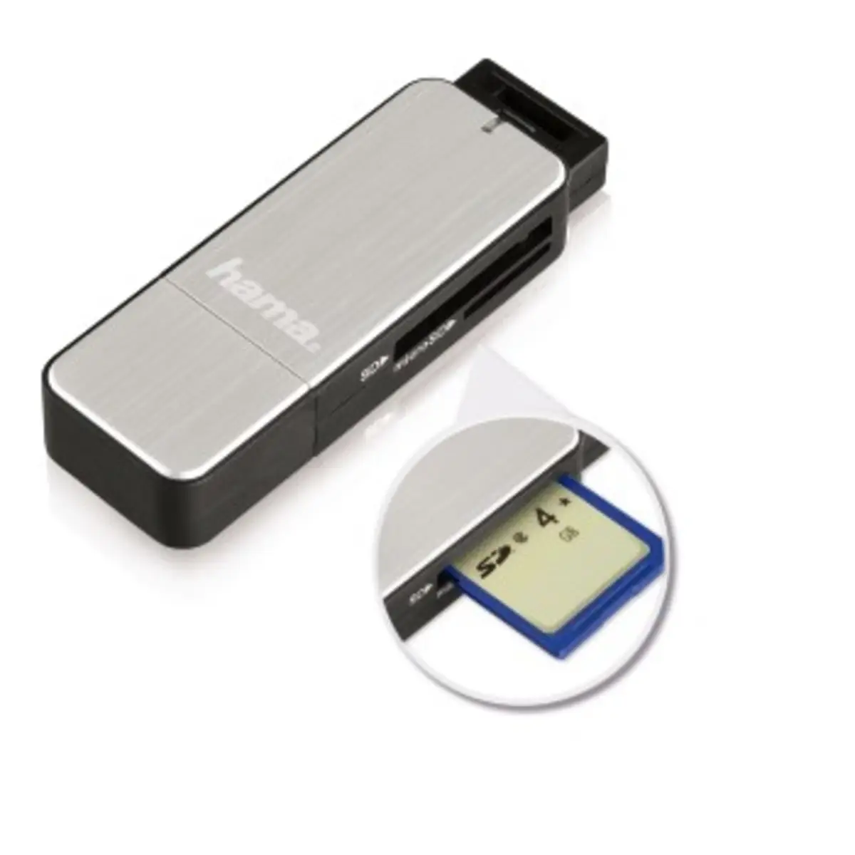 USB-3.0-Kartenleser, SD/microSD, Alu, Silber