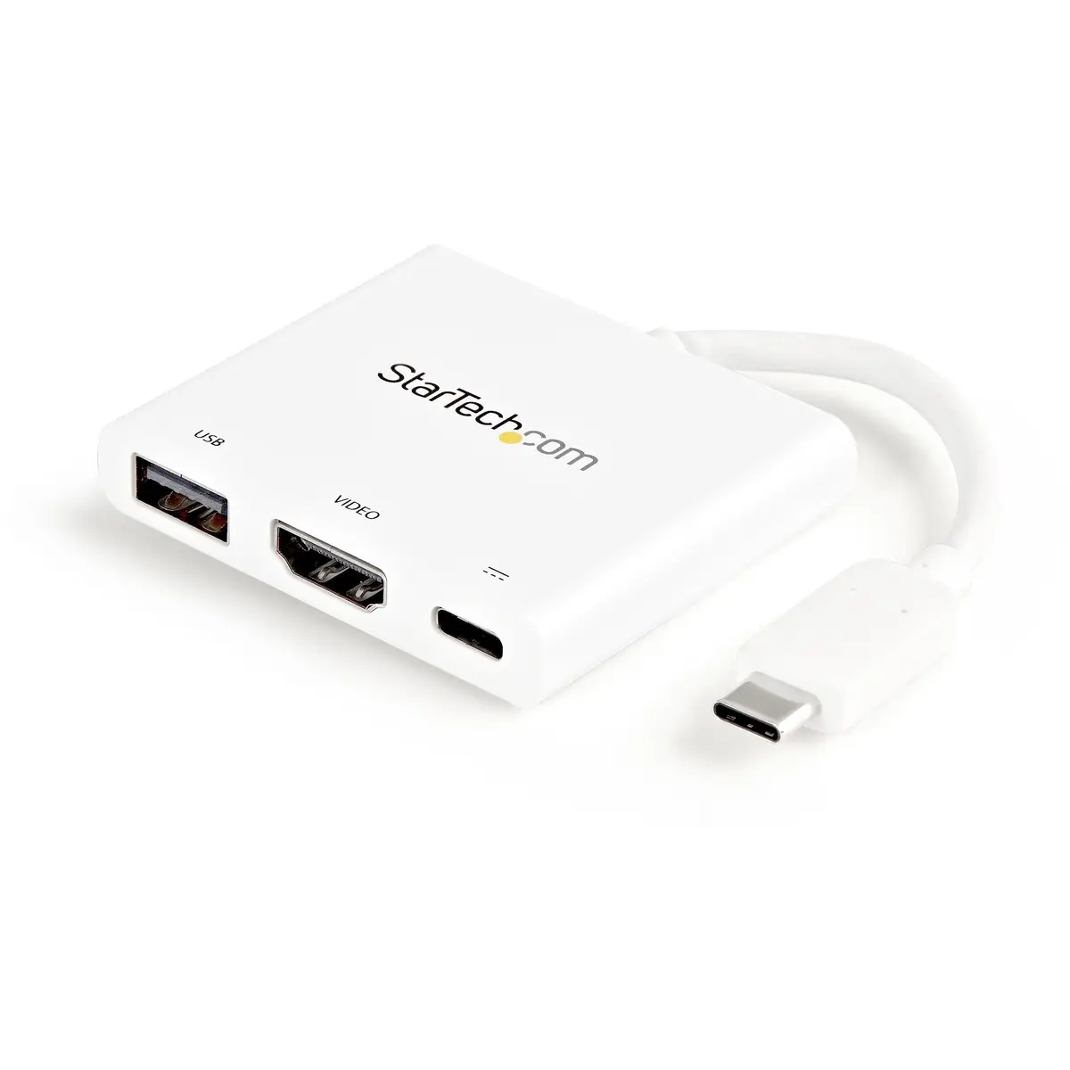 USB-C auf 4K HDMI Multifunktionsadapter mit Power Delivery und USB-A Anschluss Weiß