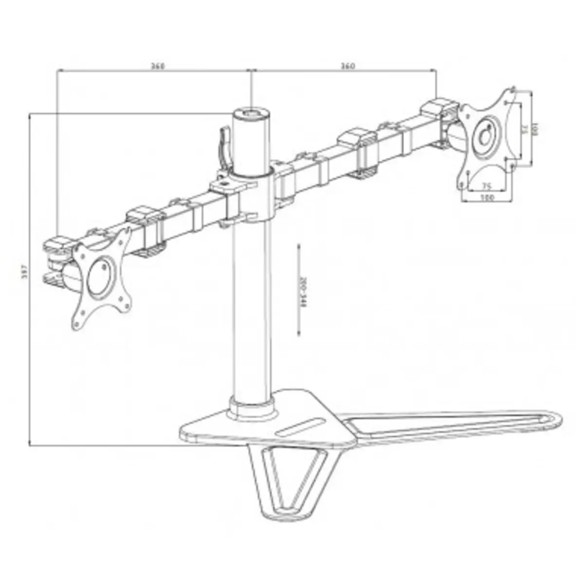 Standfuß Dual-Monitor (10-30") max. Tragkraft 10kg