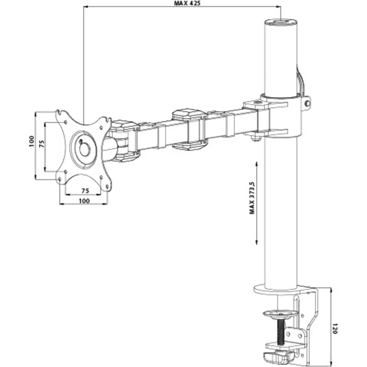 DS1001C-B1 Einzel-Monitor Klemmhalterung für Displays von 25,4-76,2 cm (10-30") max. Traglast 10 Kg