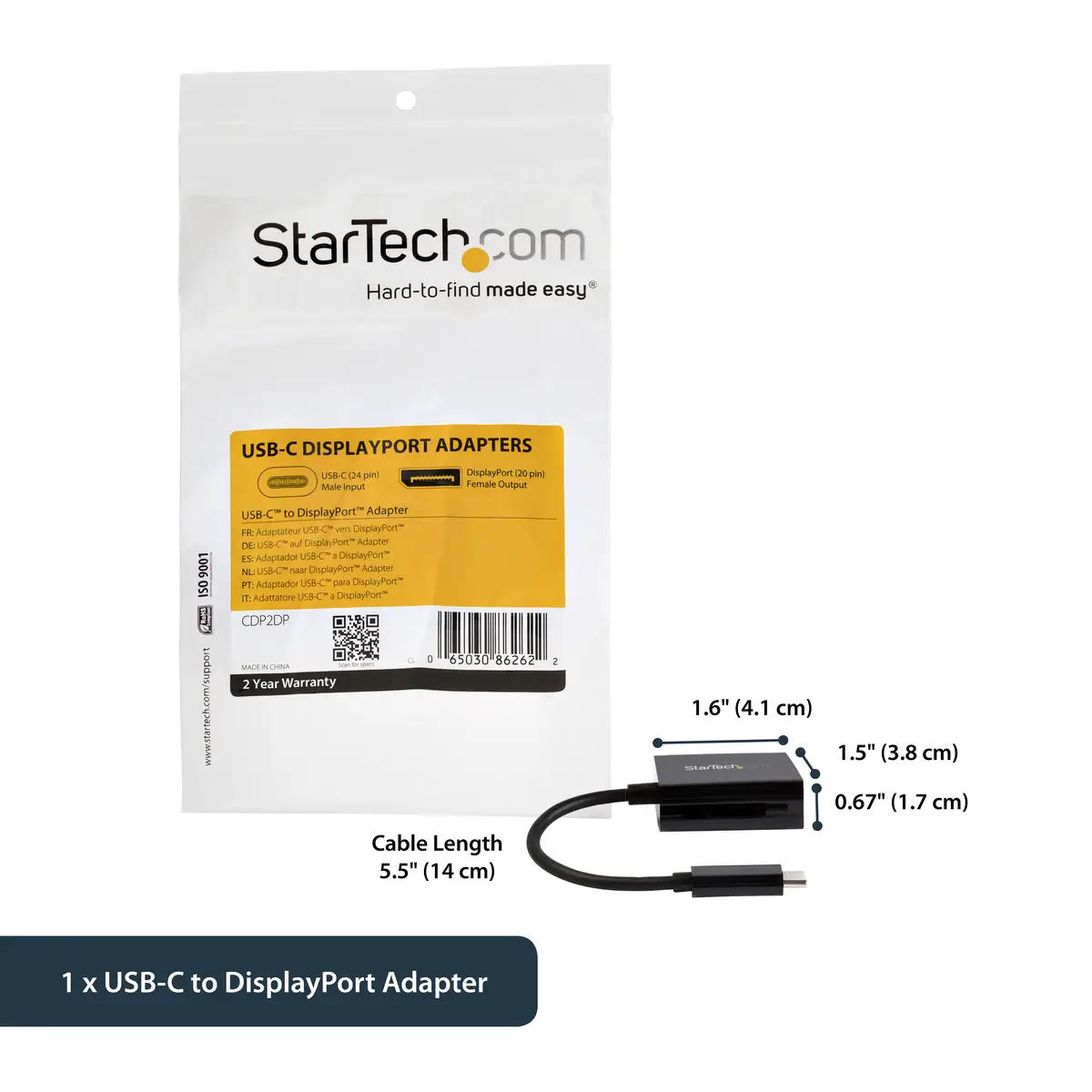 StarTech USB-C to DisplayPort adaptor - 4K 60Hz