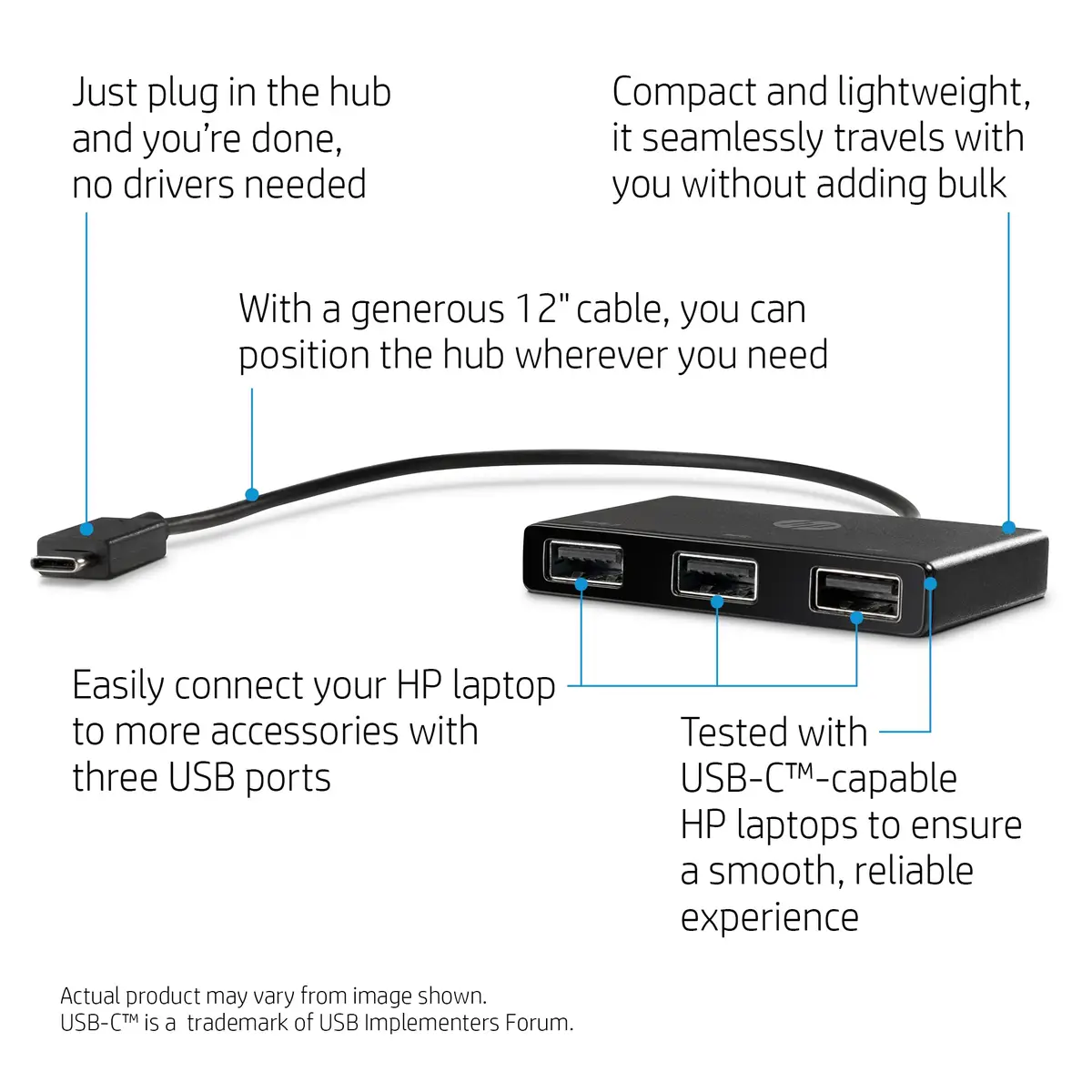 USB-C zu USB-A Hub - 3 x SuperSpeed USB 3.0