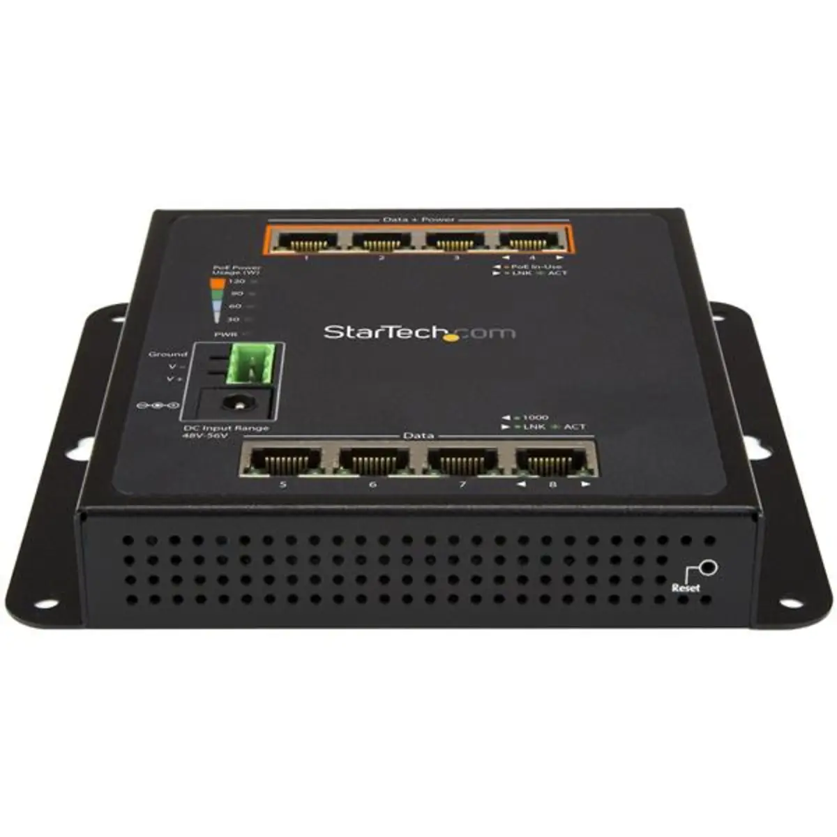 8 Port (4 PoE+) Gigabit Managed Ethernet Switch Wandmontage mit Front Zugriff