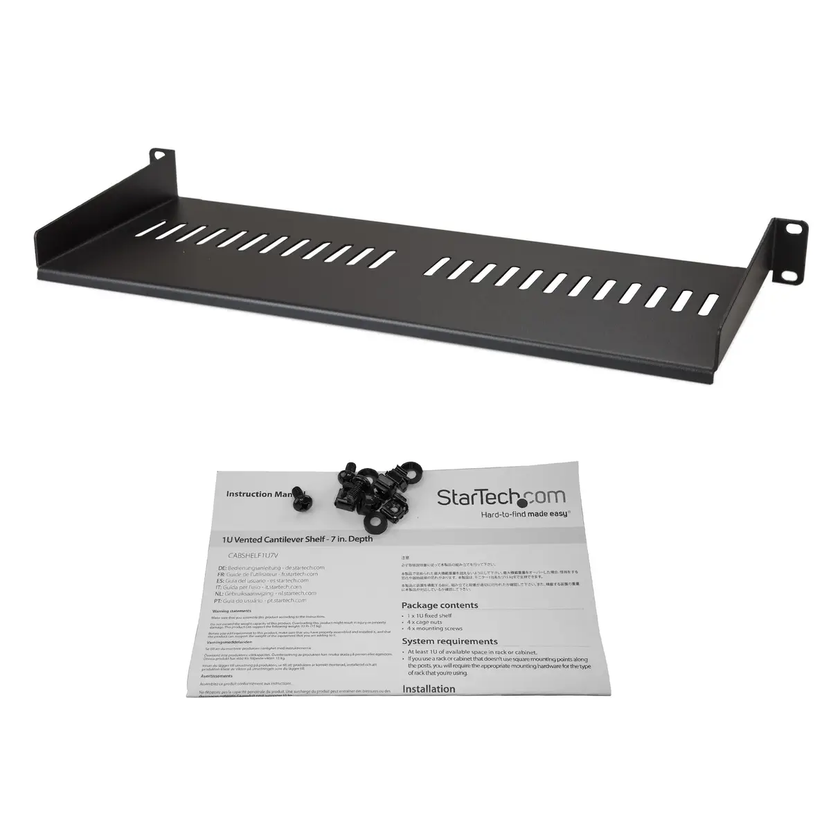 Belüfteter Server Rack Fachboden 1 HE 175 mm Tief Stahl