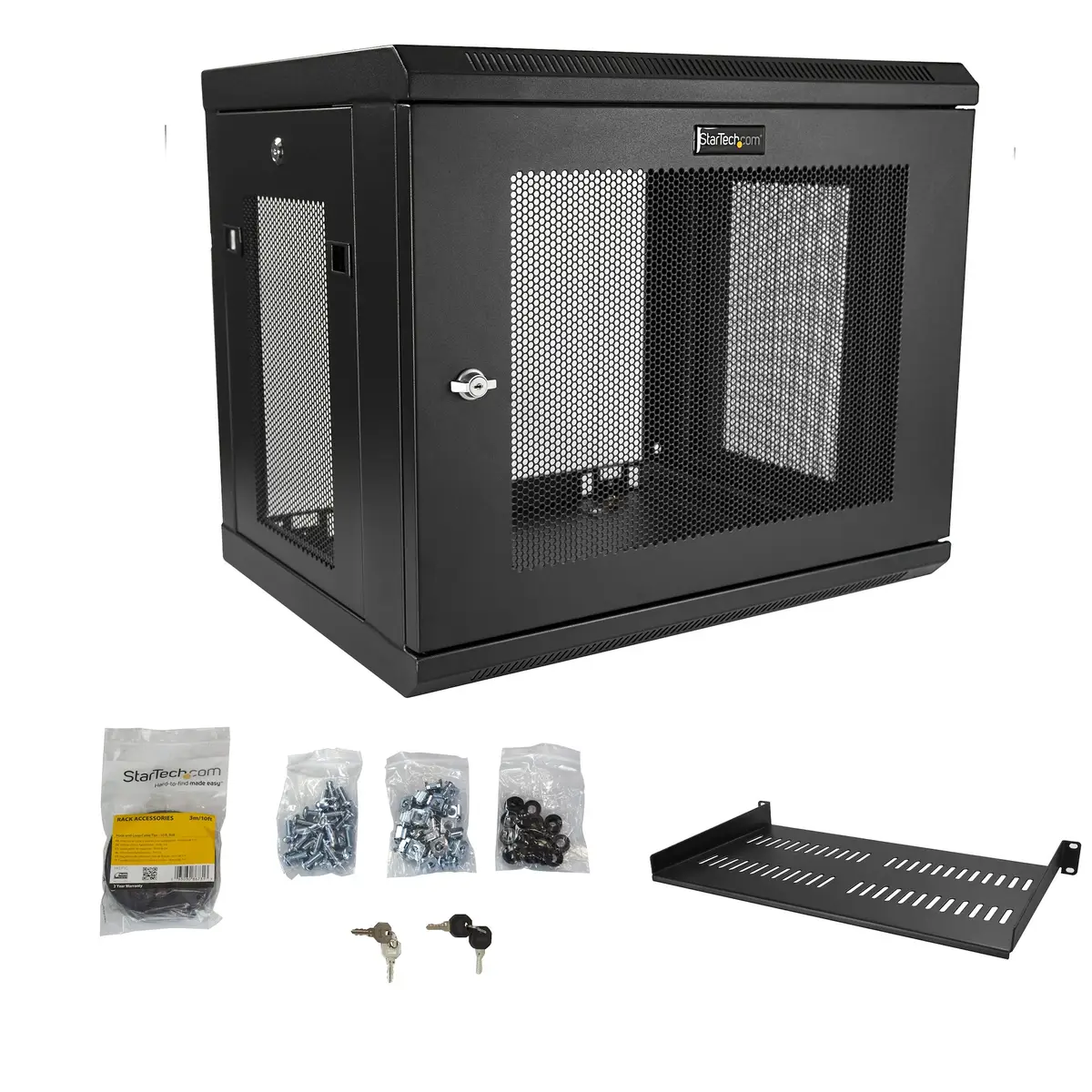 RK9WALM Serverschrank 9HE zur Wandmontage mit Scharnier 38cm tief