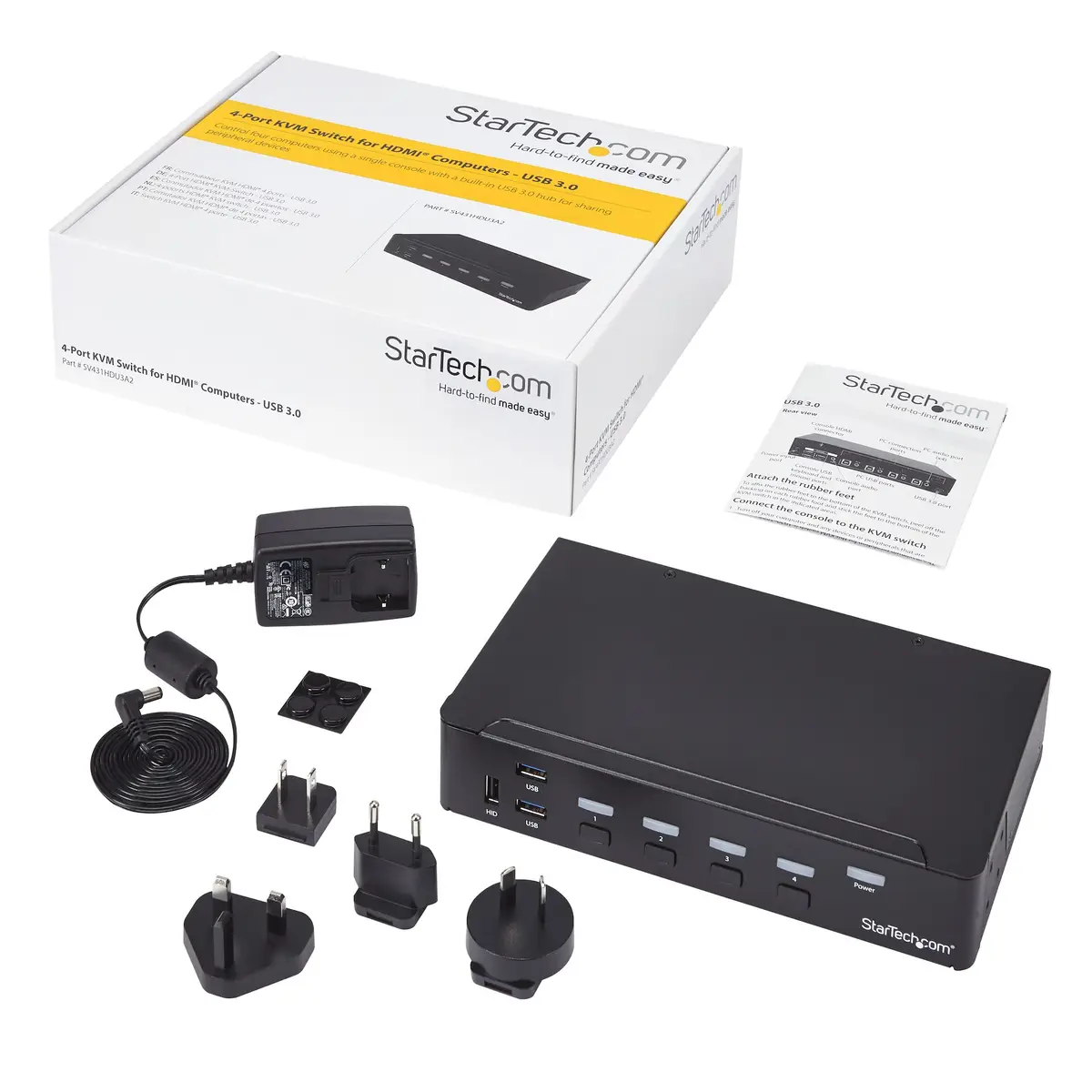 4 Port KVM Switch HDMI/USB 3.0 Hub 1080p