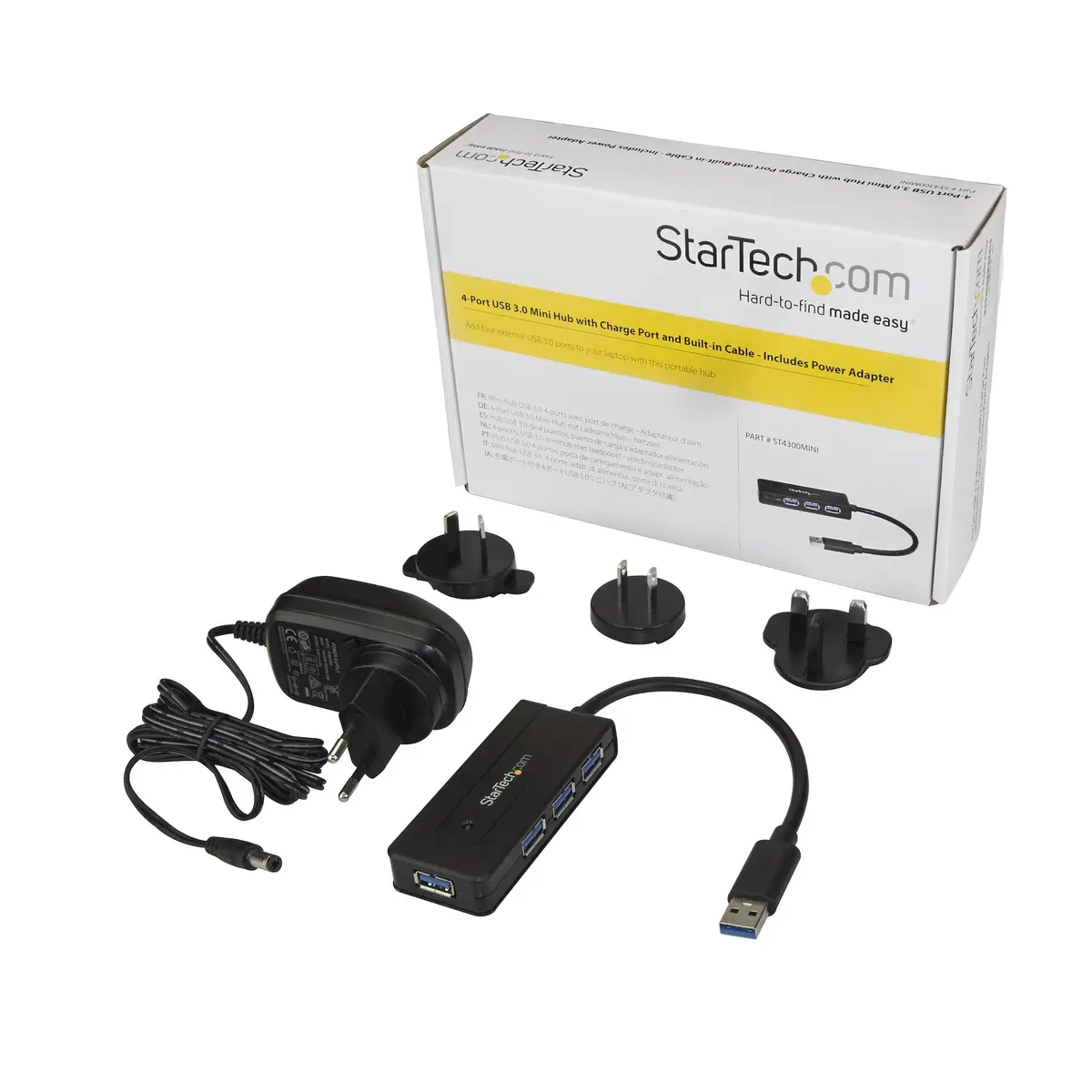 4 Port USB 3.0 Hub mit Ladeanschluss Inkl. Netzteil
