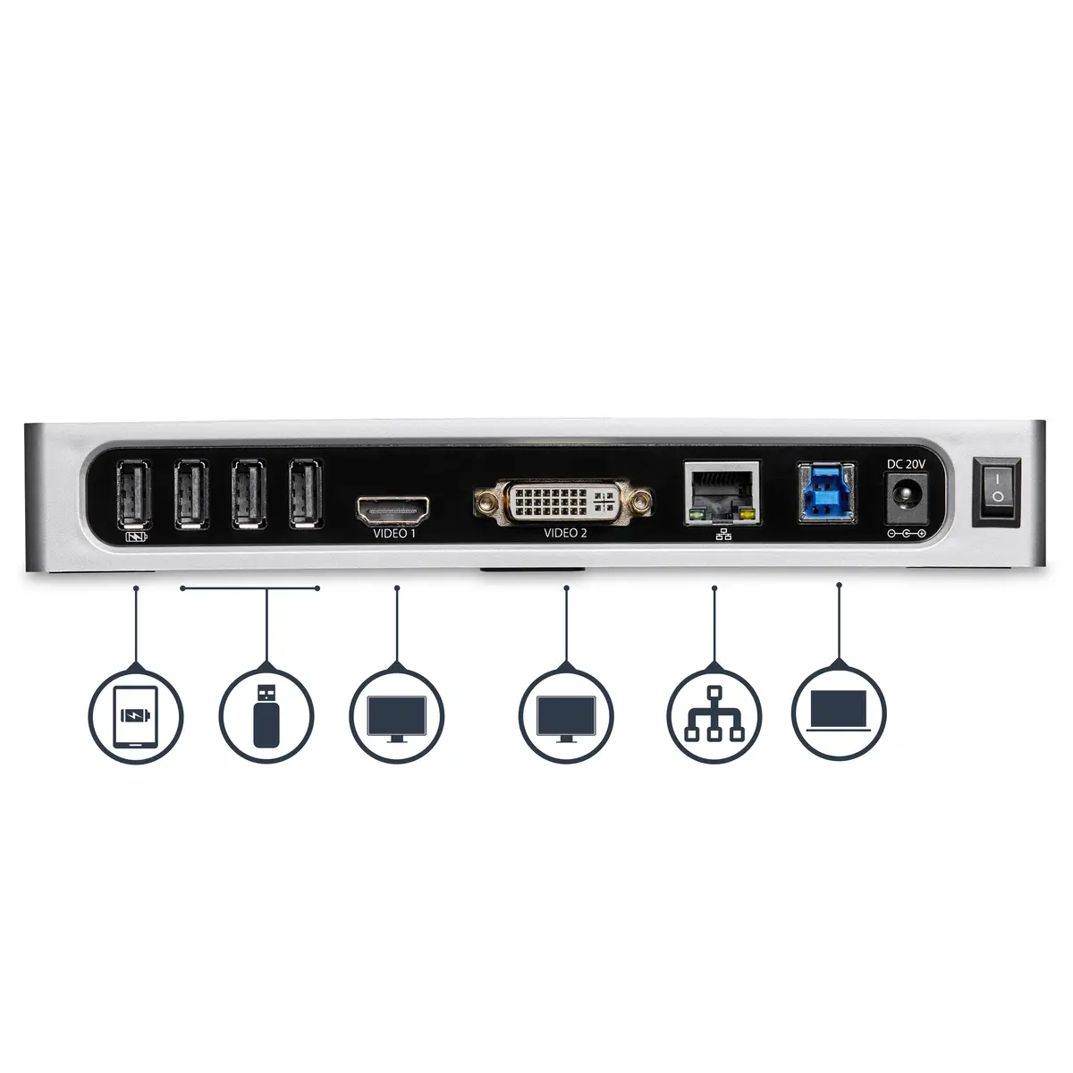 Dual Monitor USB 3.0 Dockingstation 6xUSB 3.0/DVI/HDMI/GigE