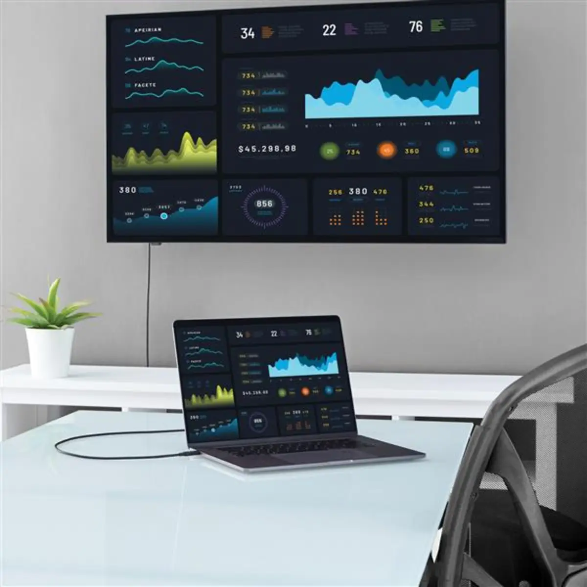 USB-C auf HDMI Kabel Stecker/Stecker schwarz 2m