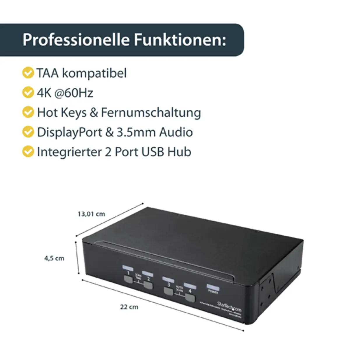 4 Port KVM Switch DisplayPort 4K 60Hz