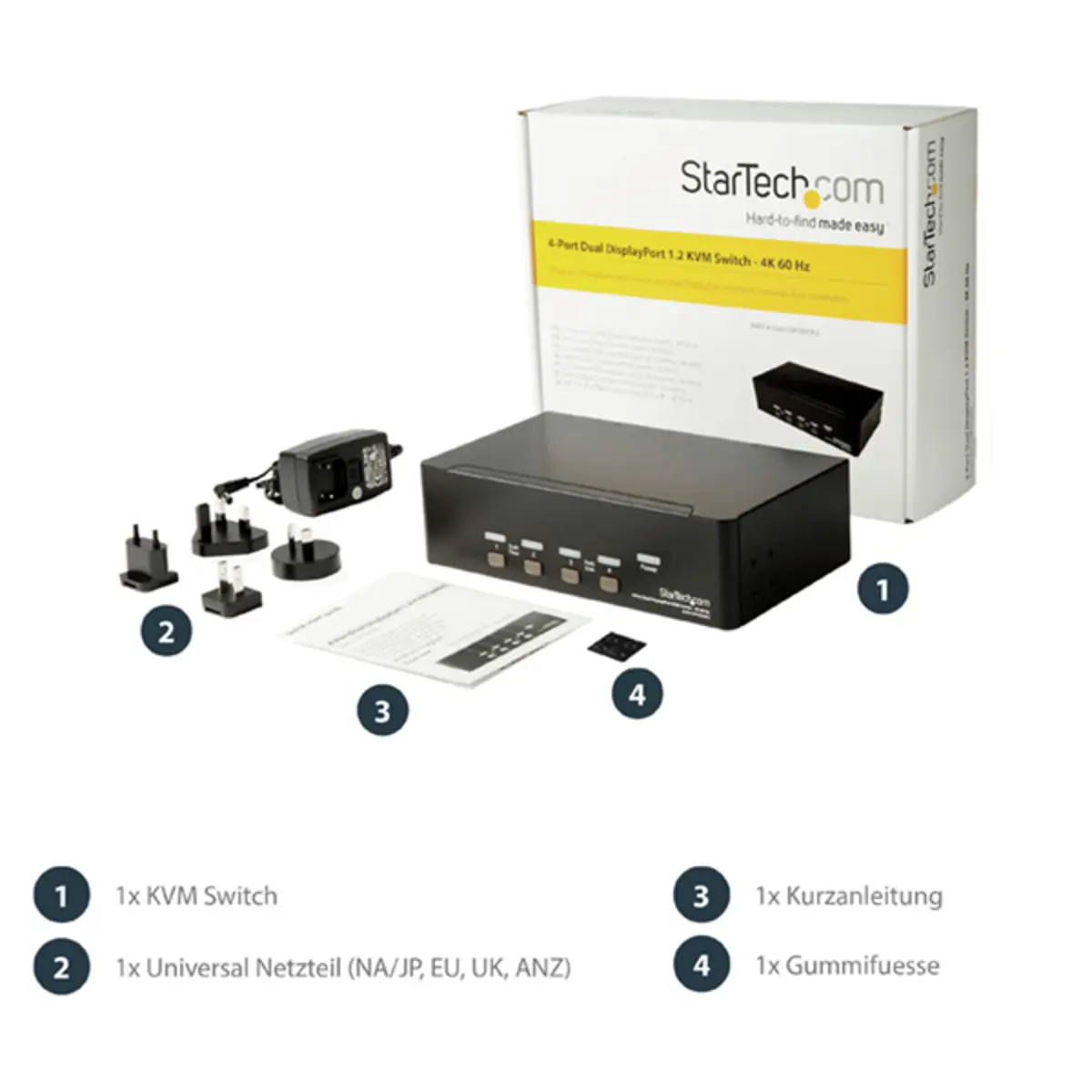 4 Port Dual DisplayPort KVM Switch