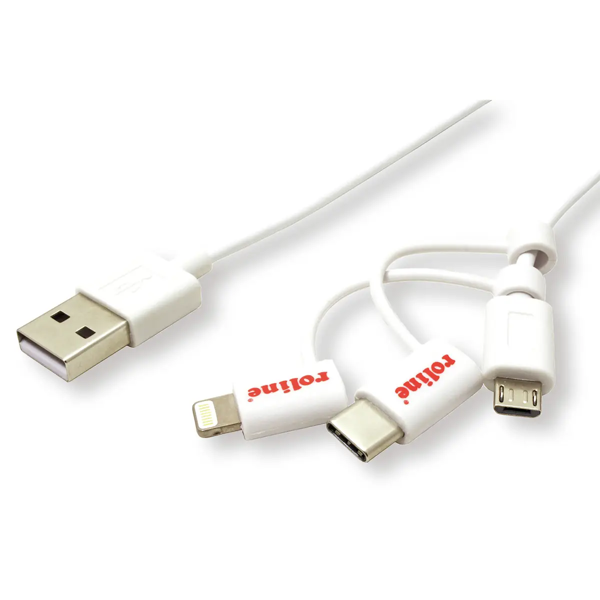 USB Ladekabel USB-A/USB-C, 8-Pin, USBmicro Weiß 1m