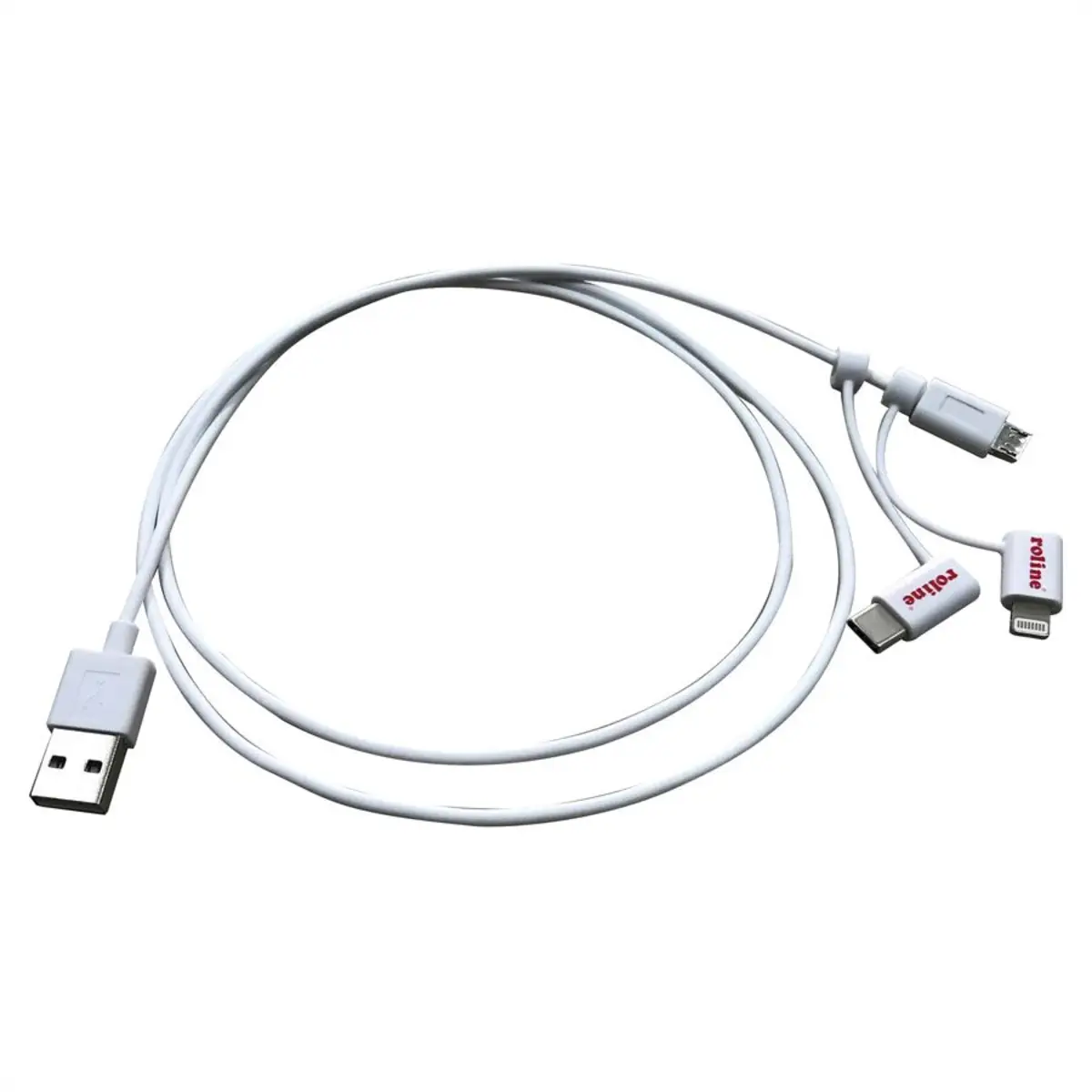 USB Ladekabel USB-A/USB-C, 8-Pin, USBmicro Weiß 1m