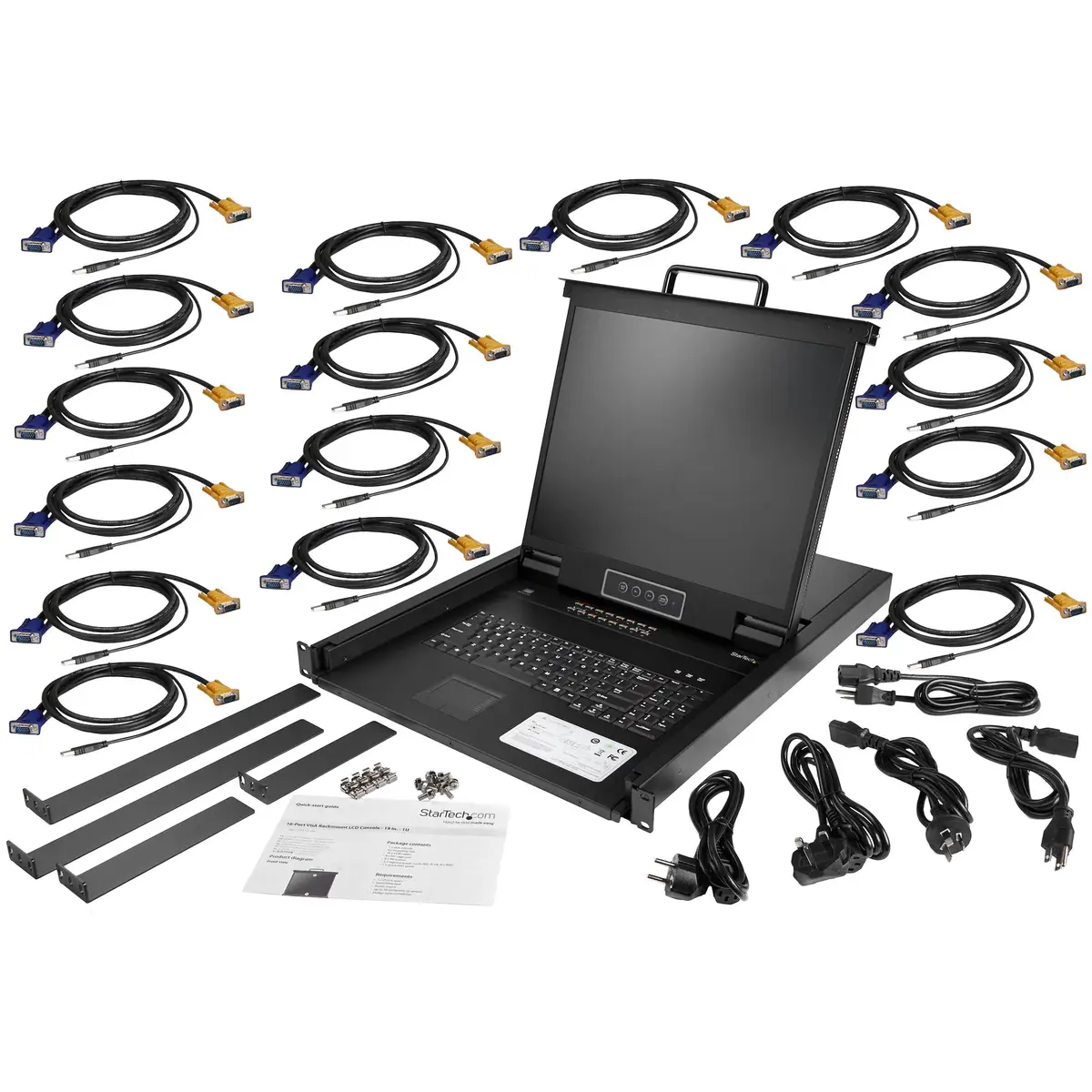 KVM Konsole für Server Racks 48,3cm (19") mit 16 Ports Einbaufähig