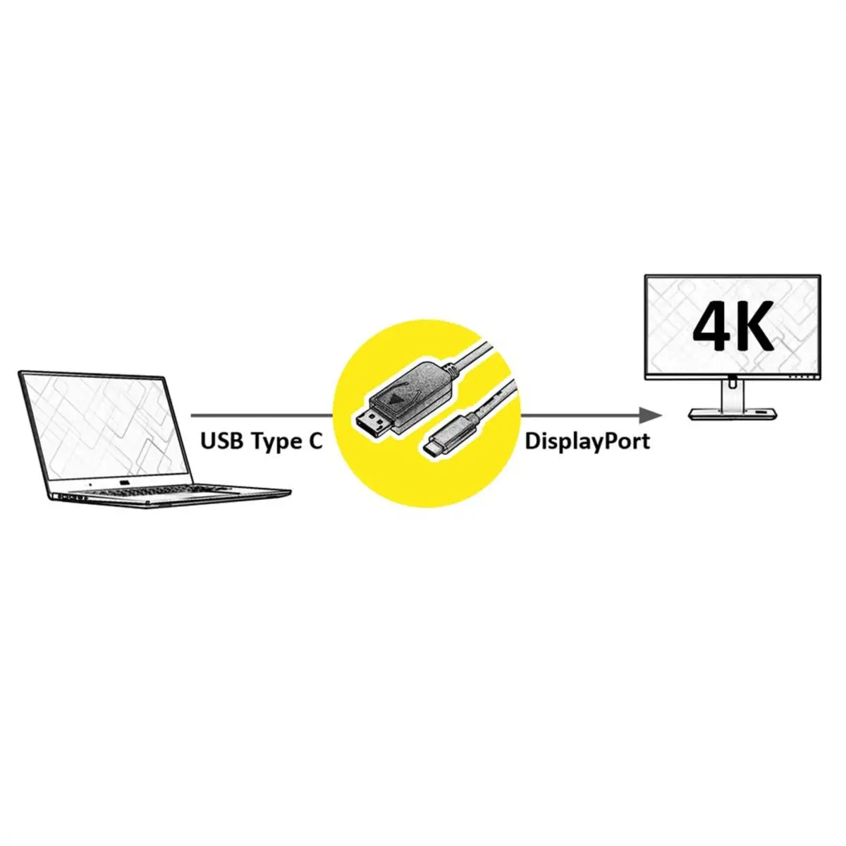 DisplayPort auf USB-C Adapterkabel DisplayPort/USB-C Stecker/Stecker Schwarz 2m