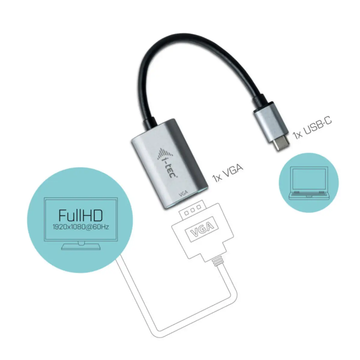 i-tec USB-C auf VGA Adapter Metal 60Hz