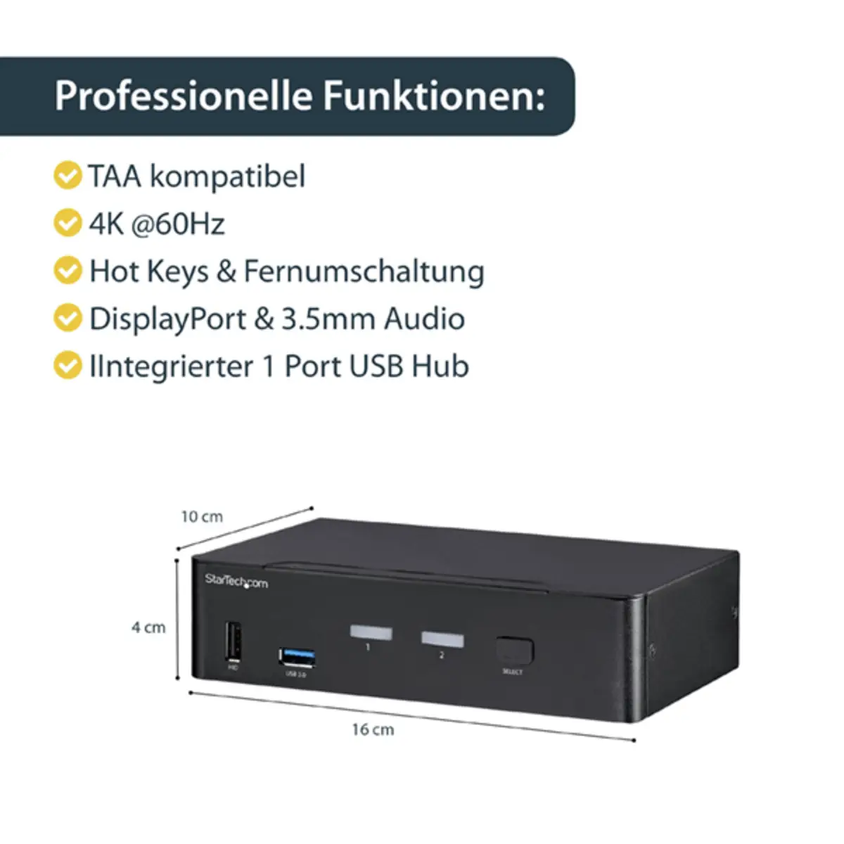2 Port KVM Switch DisplayPort 4K 60Hz