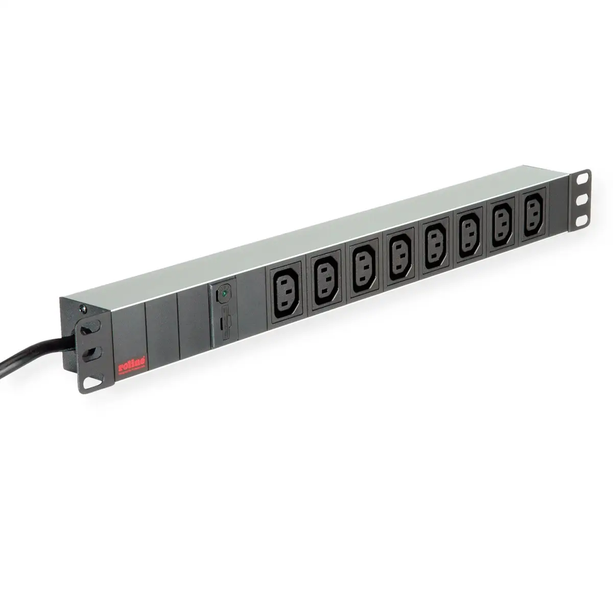19"-Steckdosenleiste 8-fach C13 + C14-Stecker 10A Aluminium 2 m