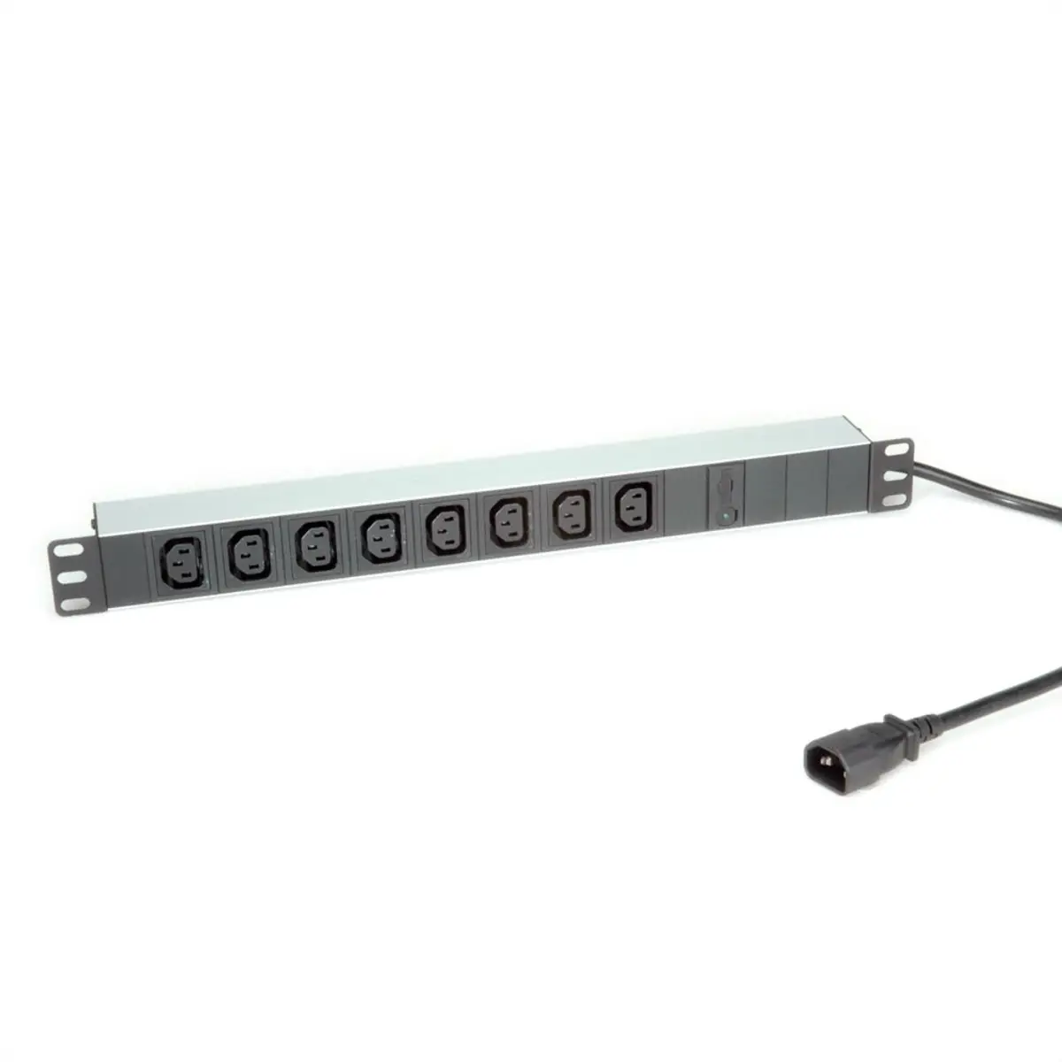 19"-Steckdosenleiste 8-fach C13 + C14-Stecker 10A Aluminium 2 m