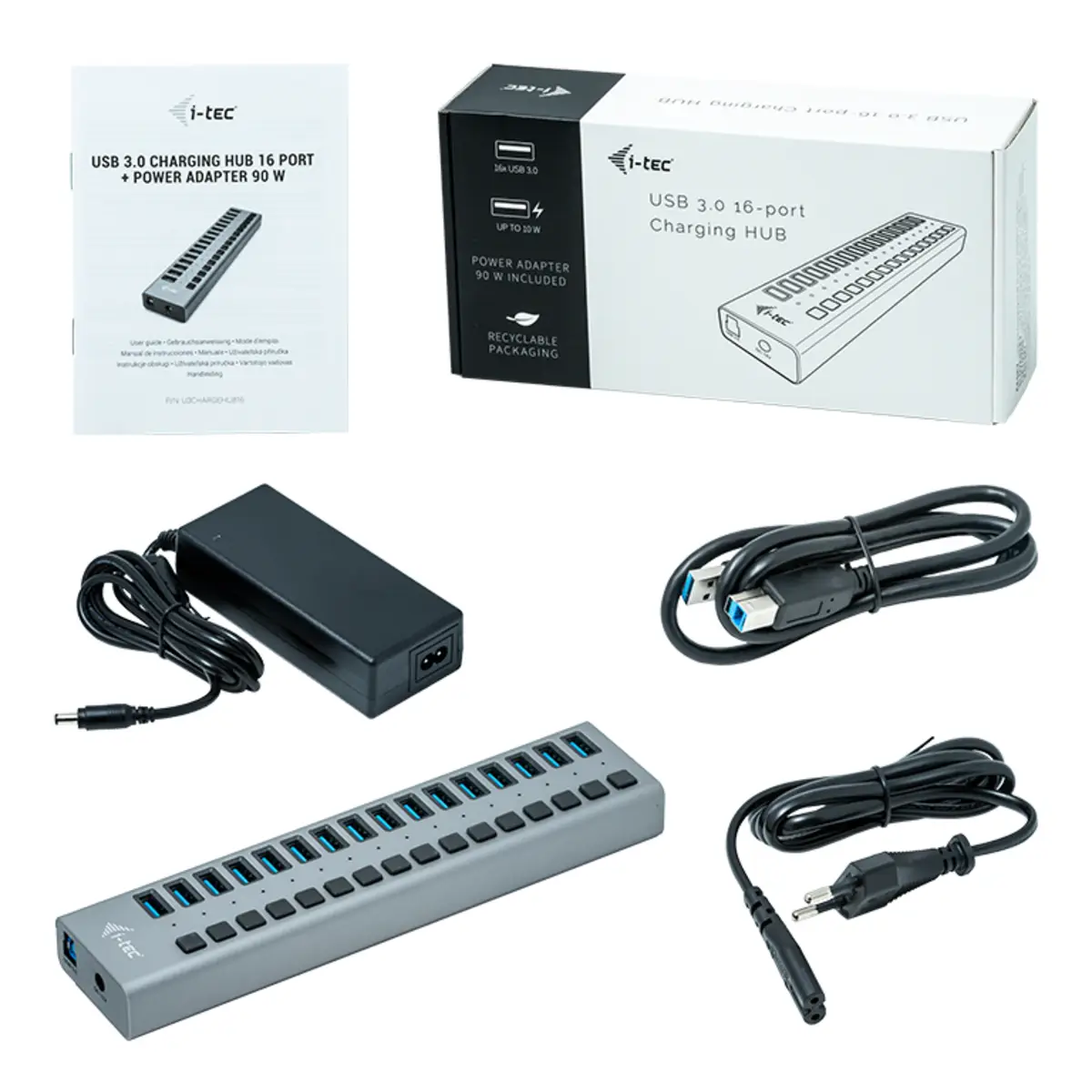 I-TEC USB 3.0 Charging HUB 16x USB Ladeport mit externem Netzadapter 90W
