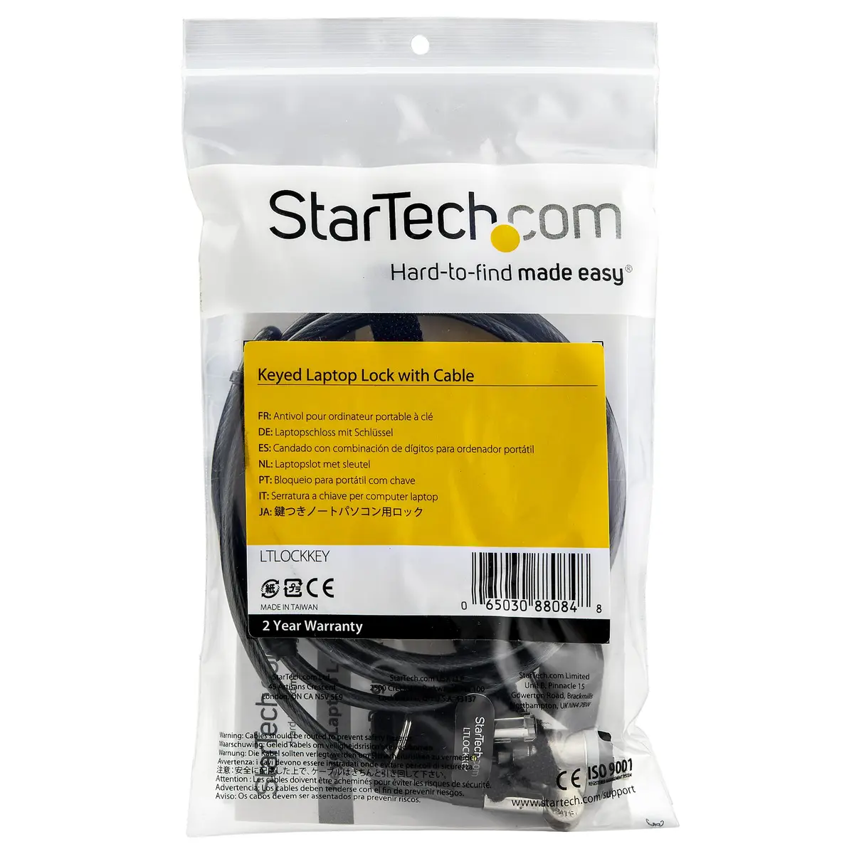 StarTech Laptopschloss 2 m Stahlkabel