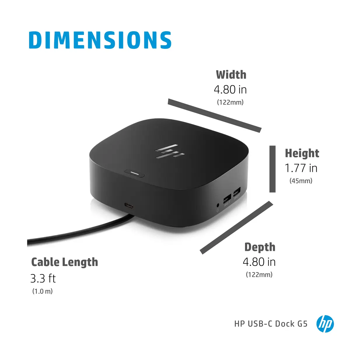 USB-C-Dockingstation G5, Kabelgebunden, USB 3.2 Gen 1 (3.1 Gen 1) Type-C, Schwarz, China, HP, ProBook 450 G7 Notebook PC, ProBook 440 G7 Notebook PC, ProBook 430 G7 Notebook PC, ZHAN 66 Pro 14...