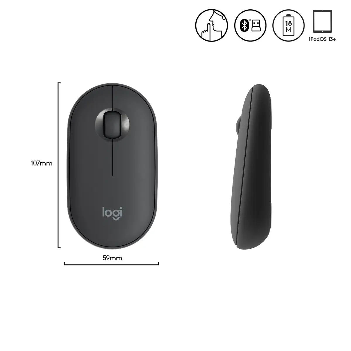 Pebble M350 Wireless Bluetooth Maus Graphit inkl. USB Empfänger