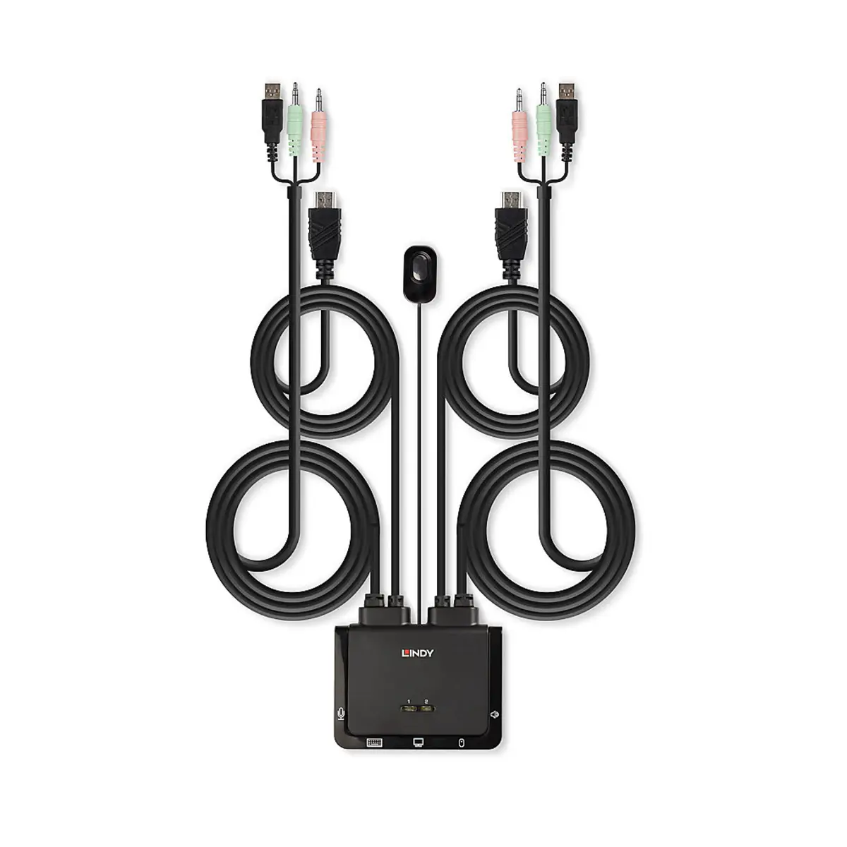 2 Port HDMI 2.0 18G, USB 2.0 Cable KVM Switch