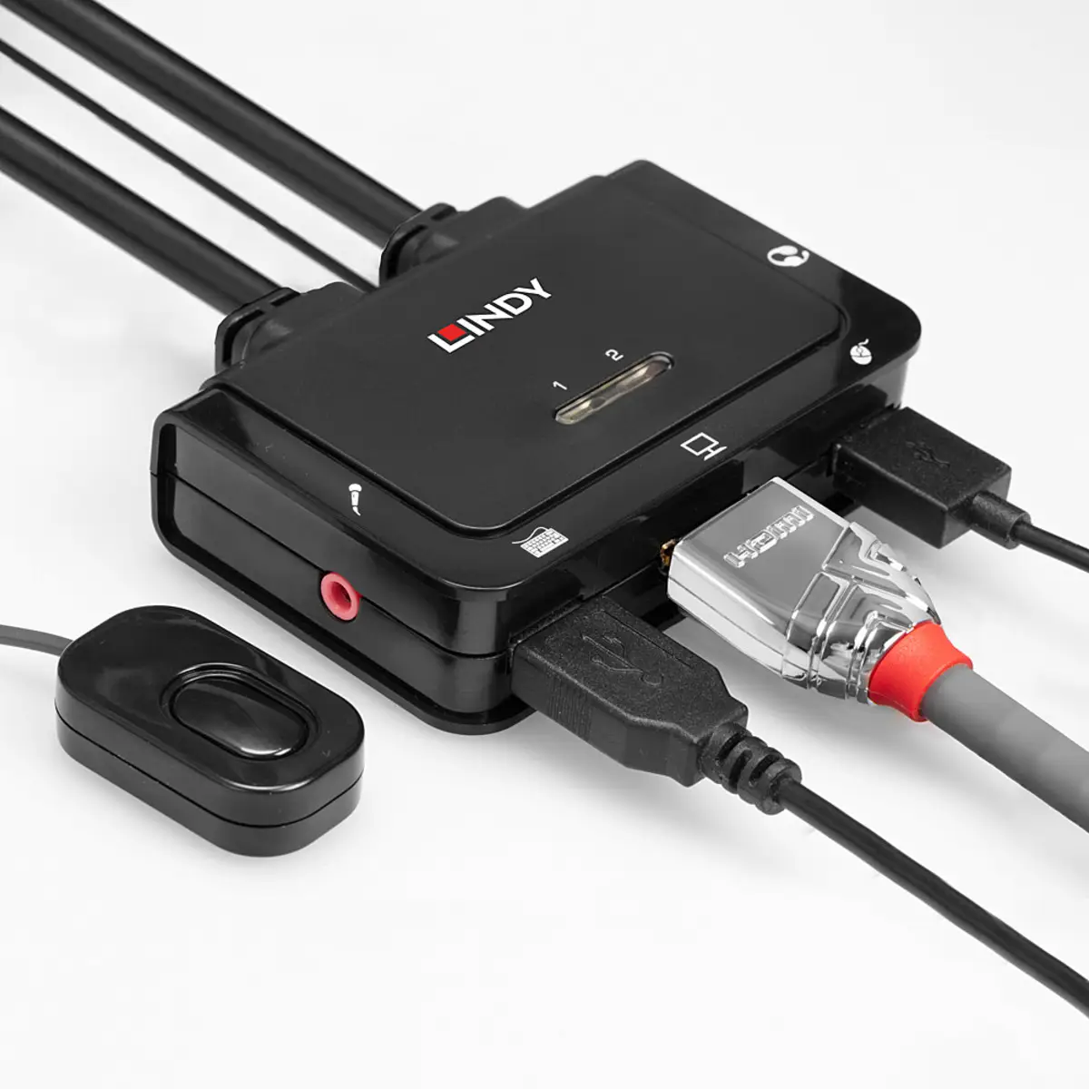 2 Port HDMI 2.0 18G, USB 2.0 Cable KVM Switch