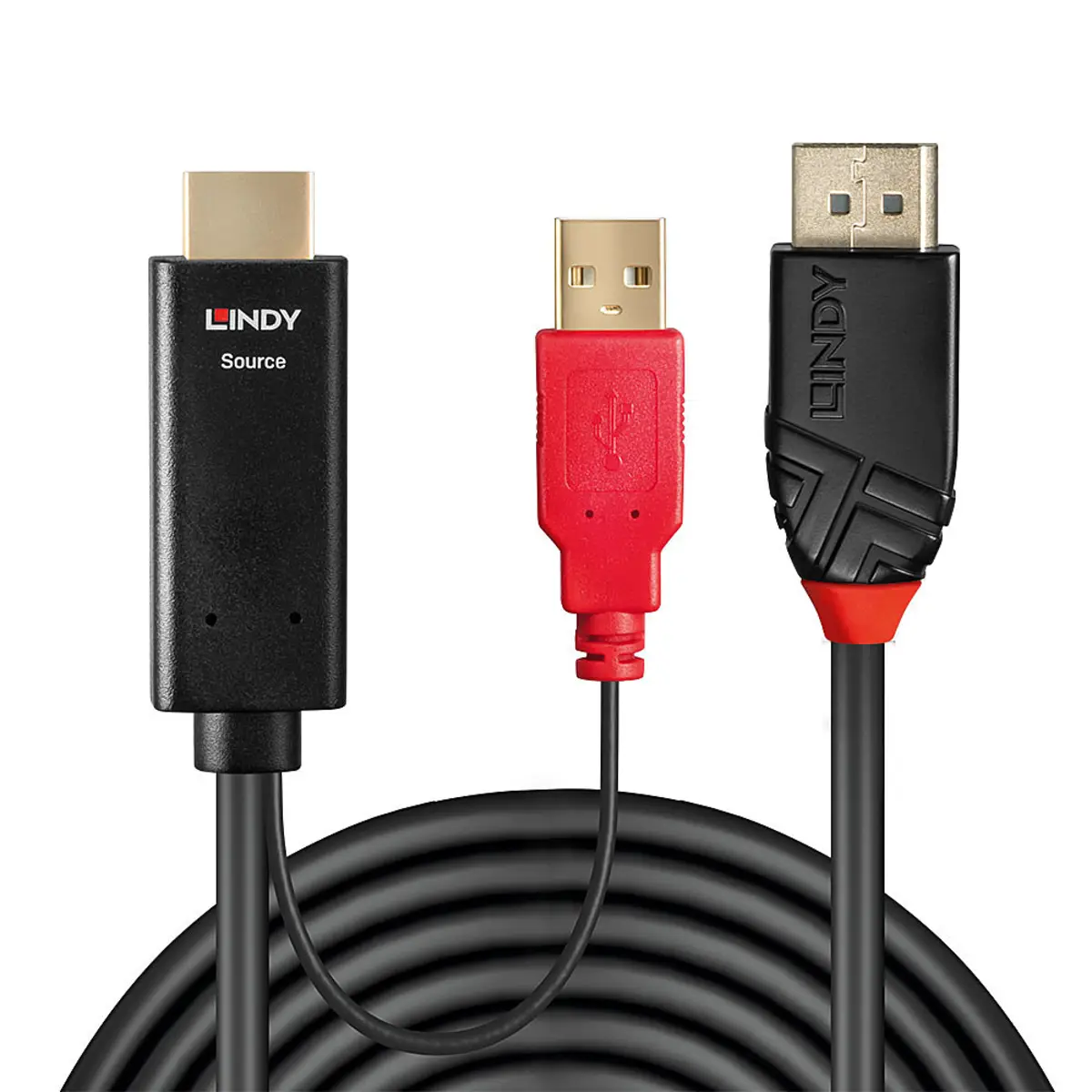 Adapterkabel HDMI, USB/DisplayPort Stecker/Stecker Schwarz 0,5m