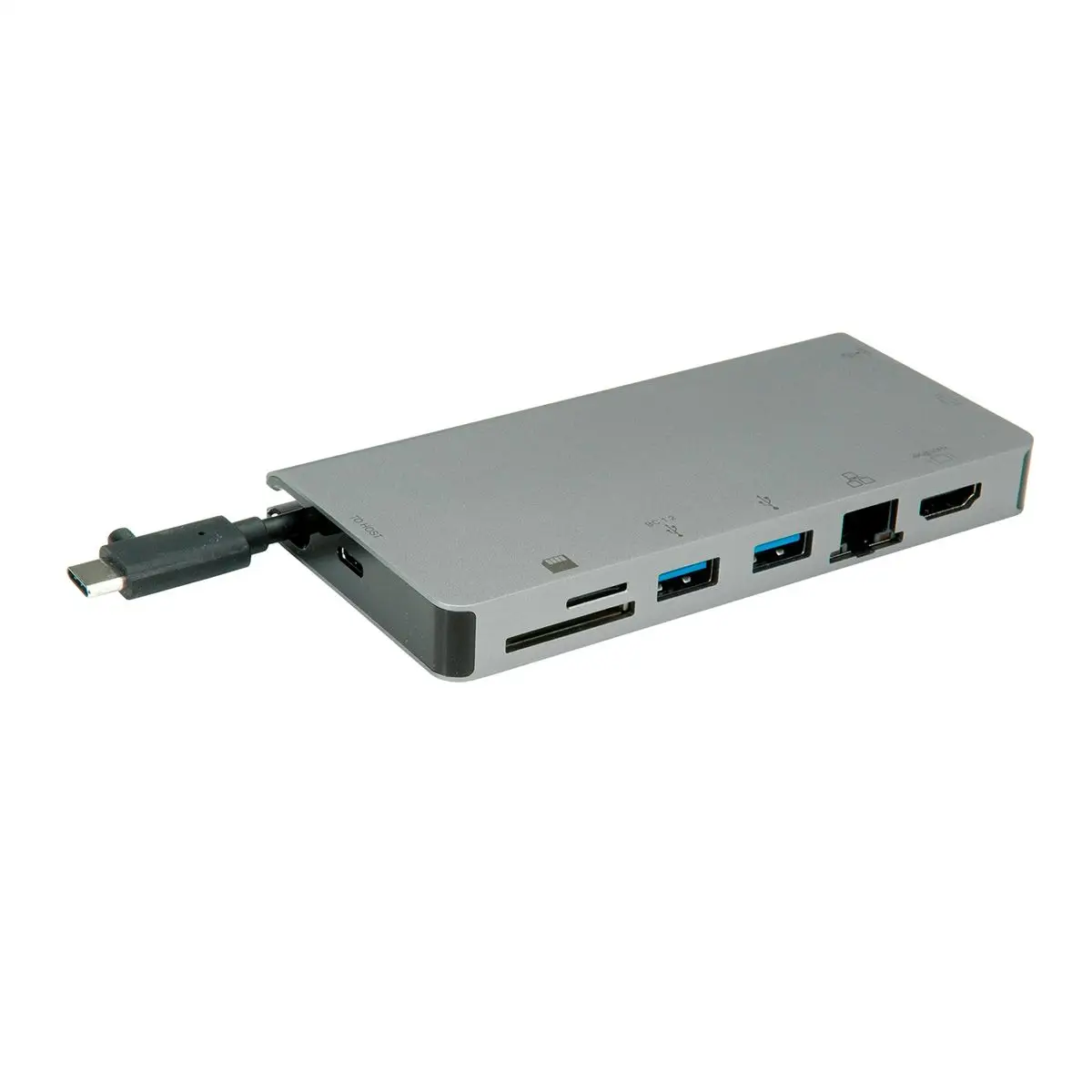 Dockingstation USB 3.2 Gen 1 (3.1 Gen 1) Type-C - 10,100,1000 Mbit/s - Grau - SD - 5 Gbit/s