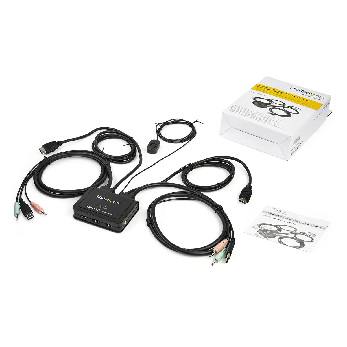 3 Port HDMI KVM Switch mit Kabeln USB 4K 60Hz 3,5 mm Audio