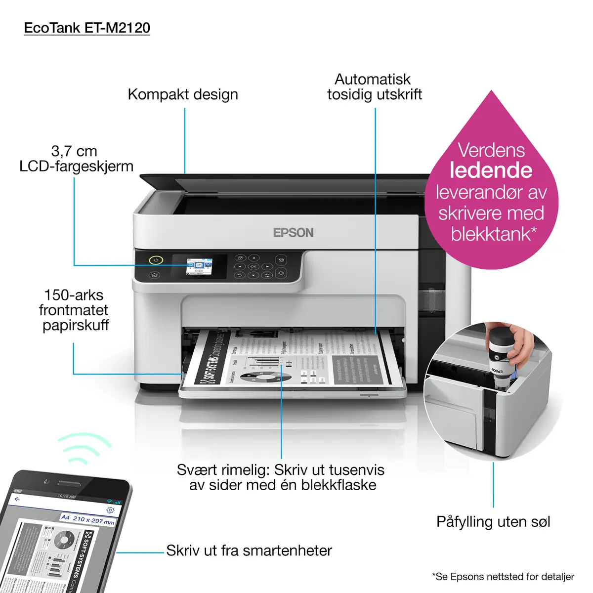EcoTank ET-M2120 A4 All-in-One Drucker/Scanner/Kopierer s/w Tintenstrahldrucker