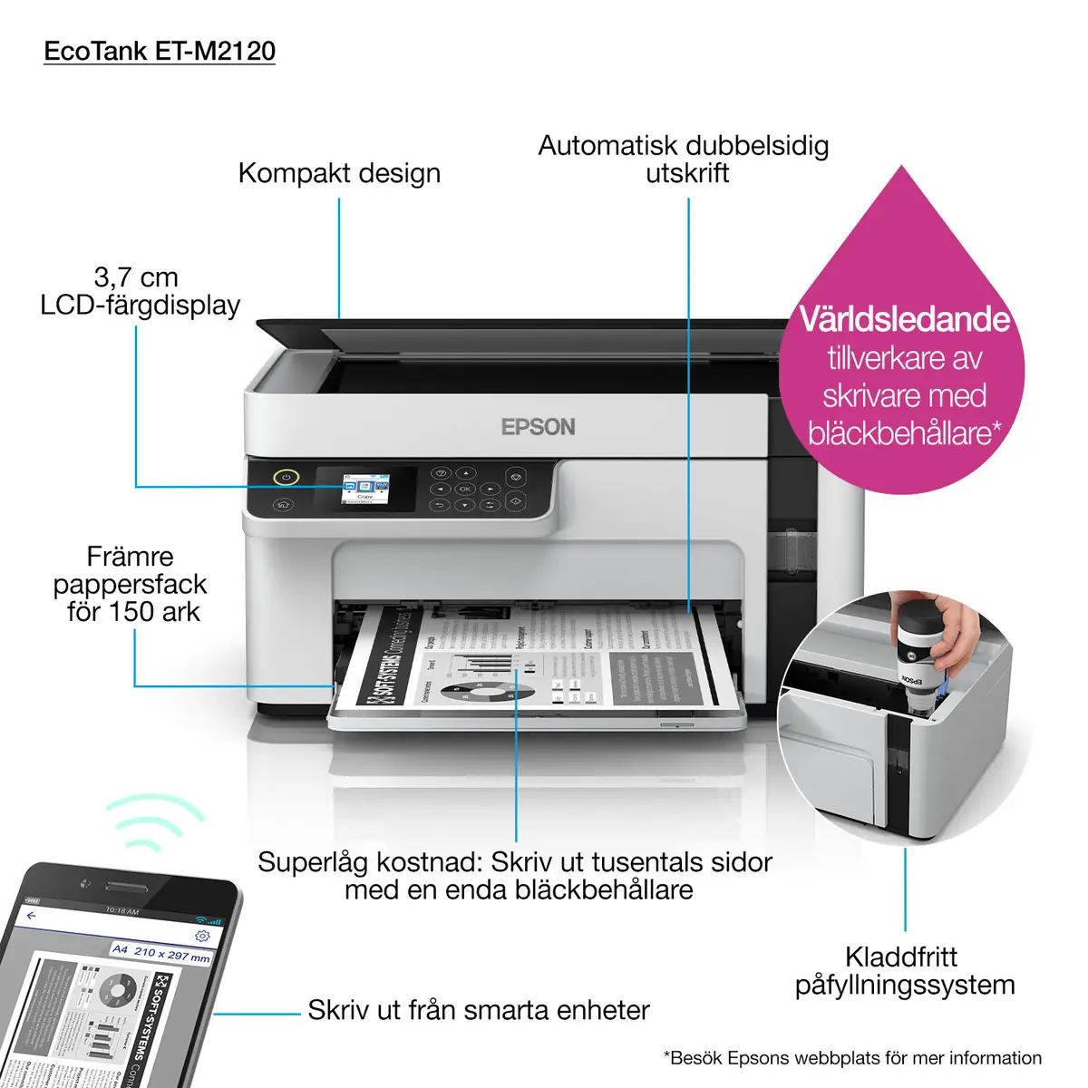 EcoTank ET-M2120 A4 All-in-One Drucker/Scanner/Kopierer s/w Tintenstrahldrucker