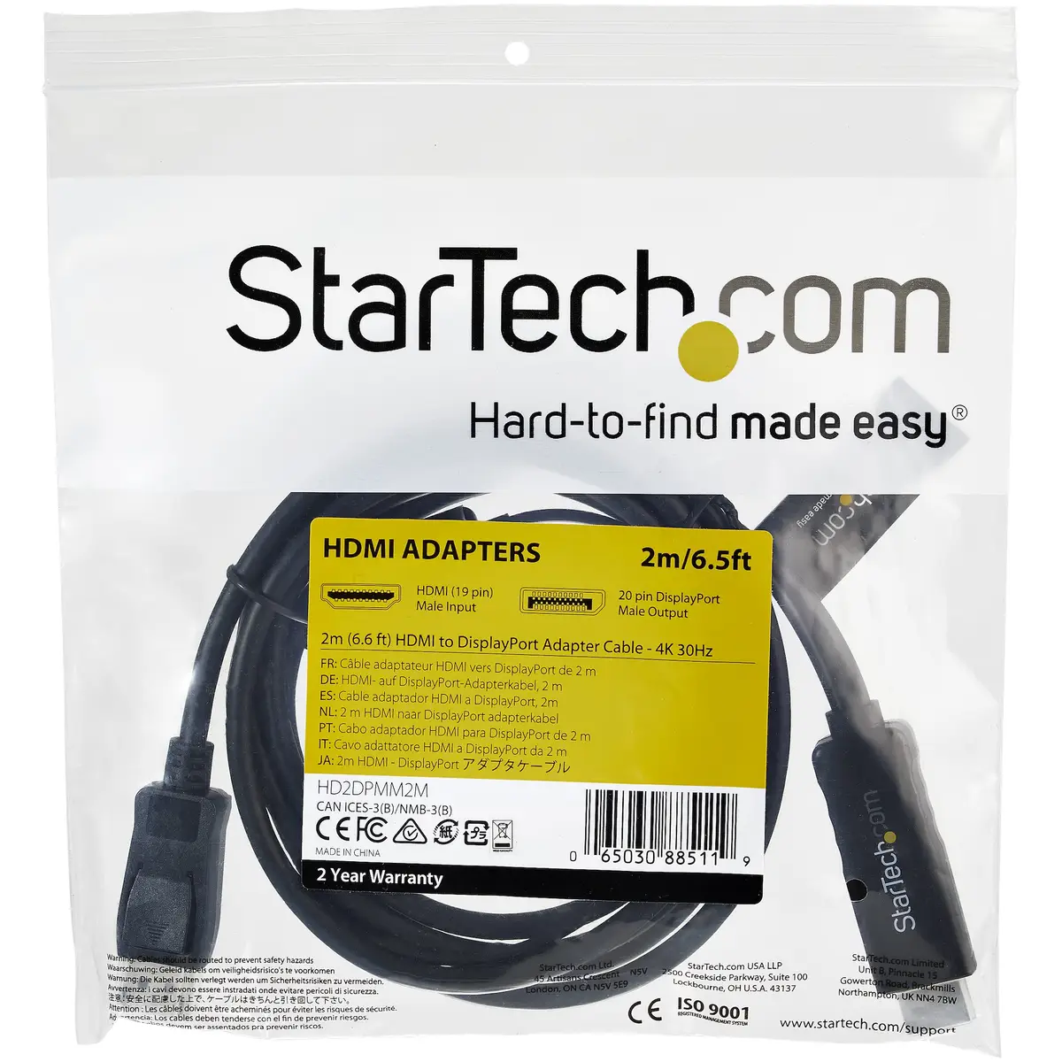 HDMI auf DisplayPort Adapterkabel DisplayPort/HDMI+USB Stecker/Stecker Schwarz 2m