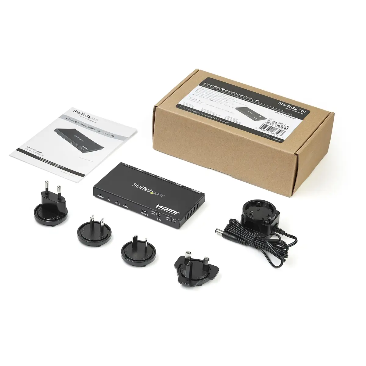 2 Port HDMI Splitter 4K 60Hz mit eingebautem Scaler HDCP 2.2 EDID