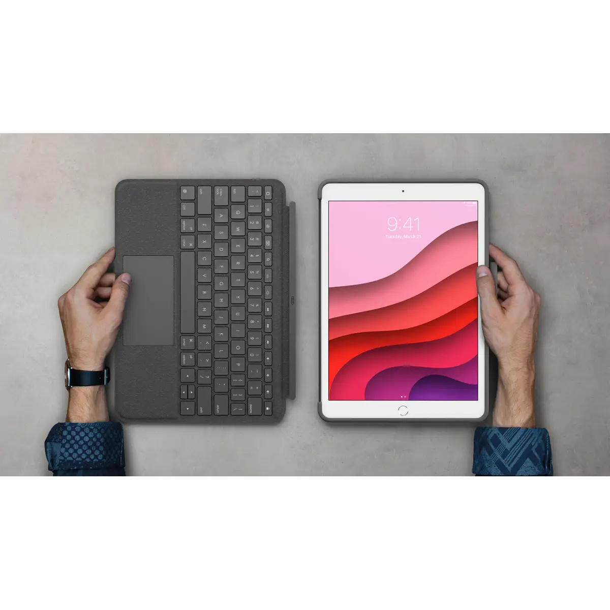 Combo Touch Keyboard (Qwertz) Case mit Trackpad für iPad (7./8./9. Generation)