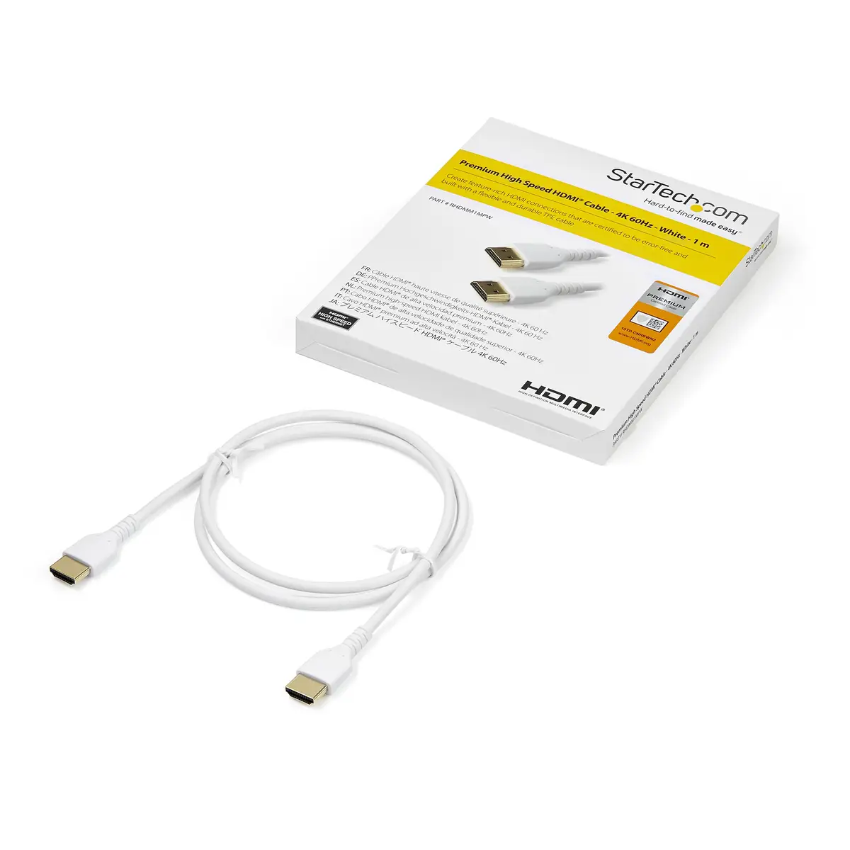 HDMI Kabel mit Ethernet HDMI/HDMI Stecker/Stecker Weiß 1m