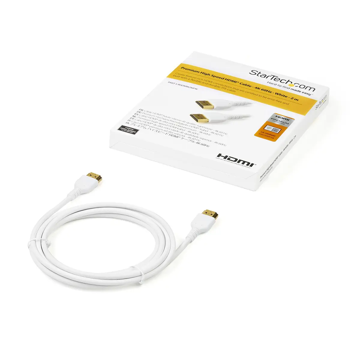 HDMI Kabel mit Ethernet HDMI/HDMI Stecker/Stecker Weiß 2m