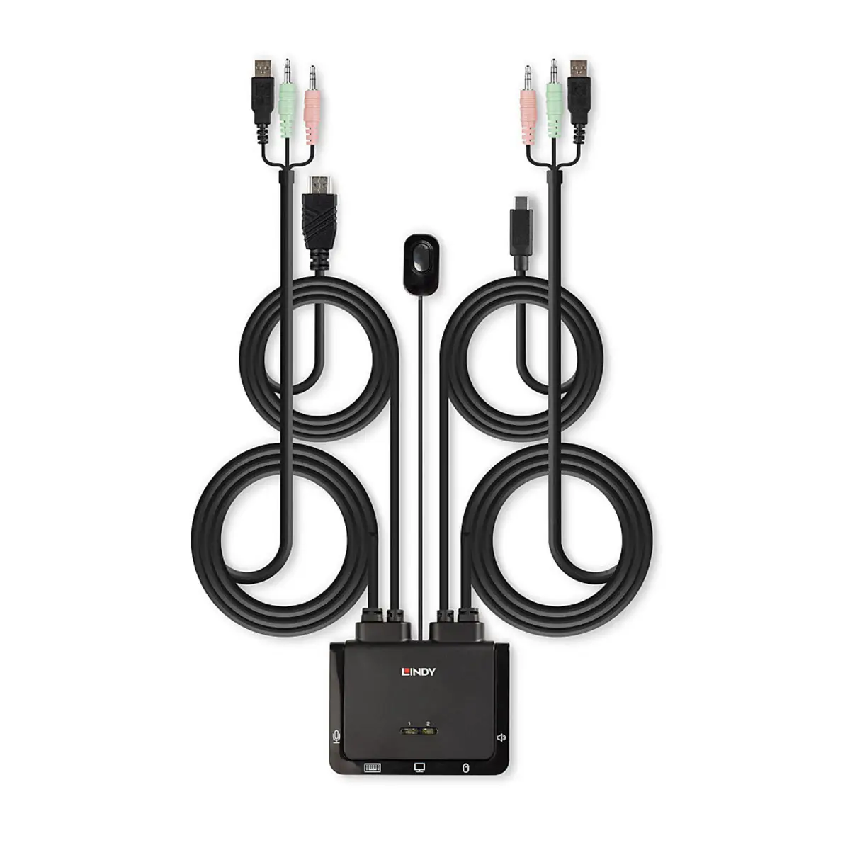 2 Port HDMI 18G, USB Typ C, USB 2.0 & Audio Cable KVM Switch