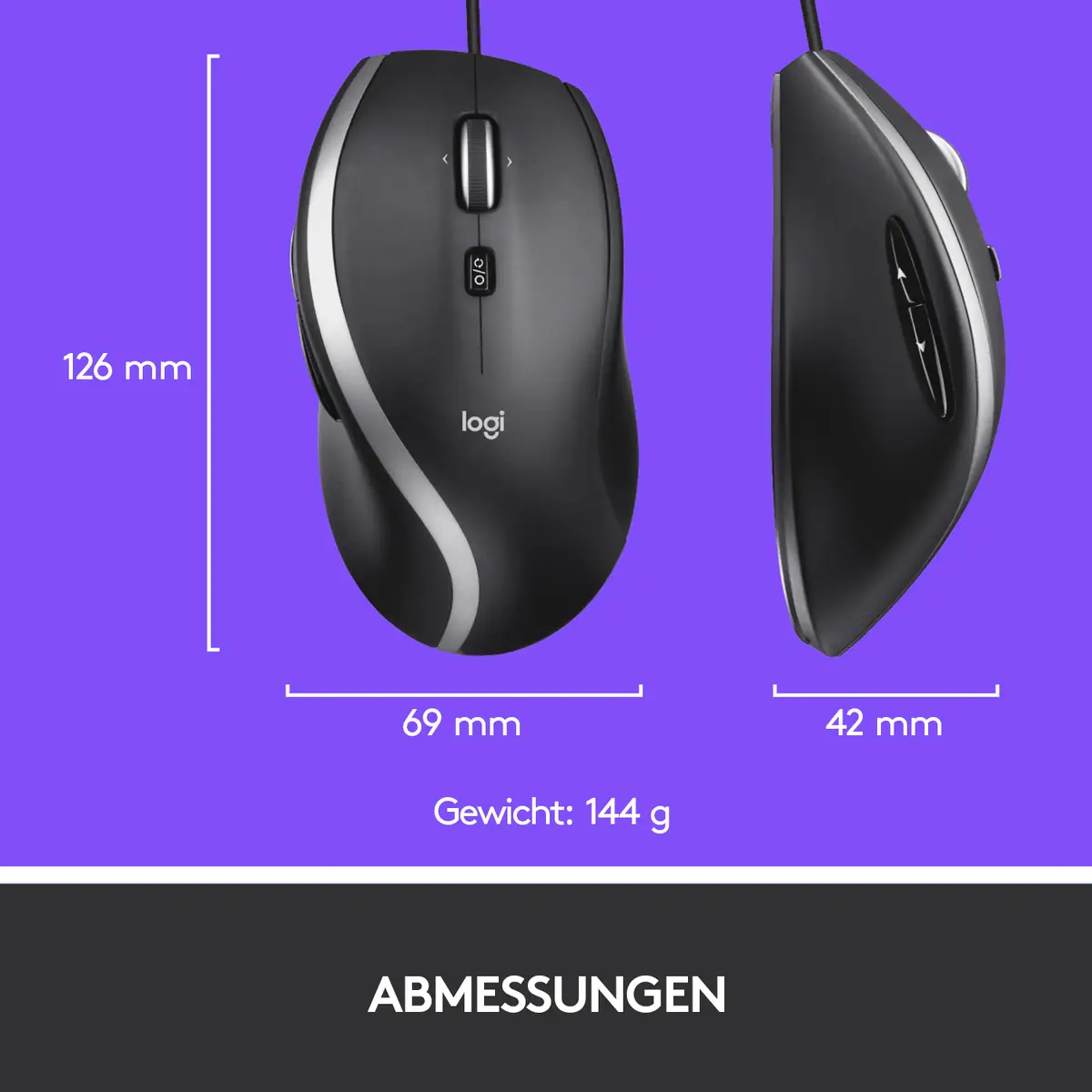 M500s USB Optisch Maus Schwarz/Silber
